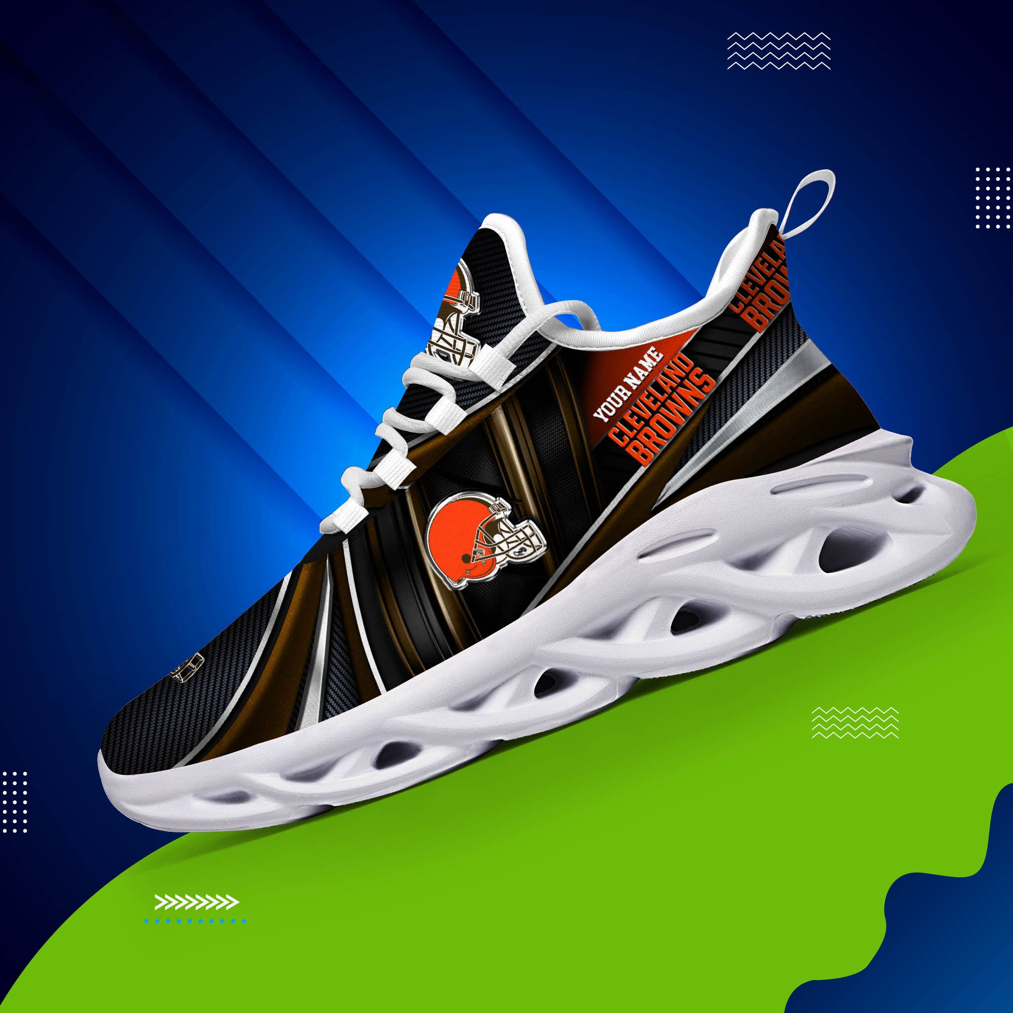 Alternative view of Cleveland Browns White C Sneakers 2024 Version Personalized Your Name, Sport Team Sneakers, Sport Gifts ETHY-62892