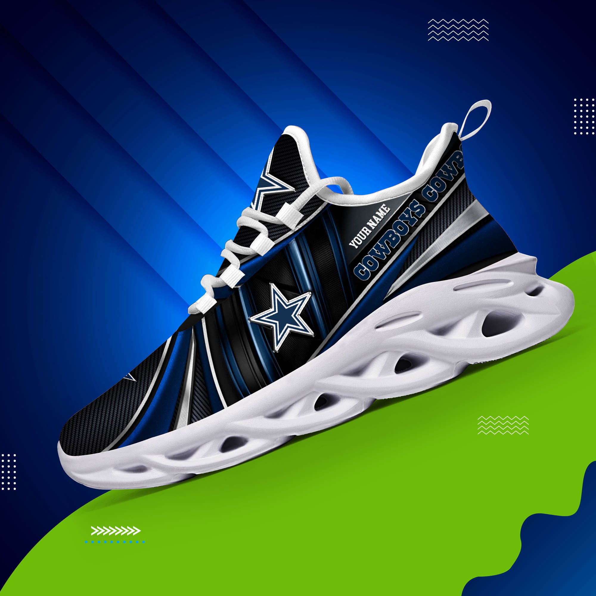Alternative view of Dallas Cowboys White C Sneakers 2024 Version Personalized Your Name, Sport Team Sneakers, Sport Gifts ETHY-62892