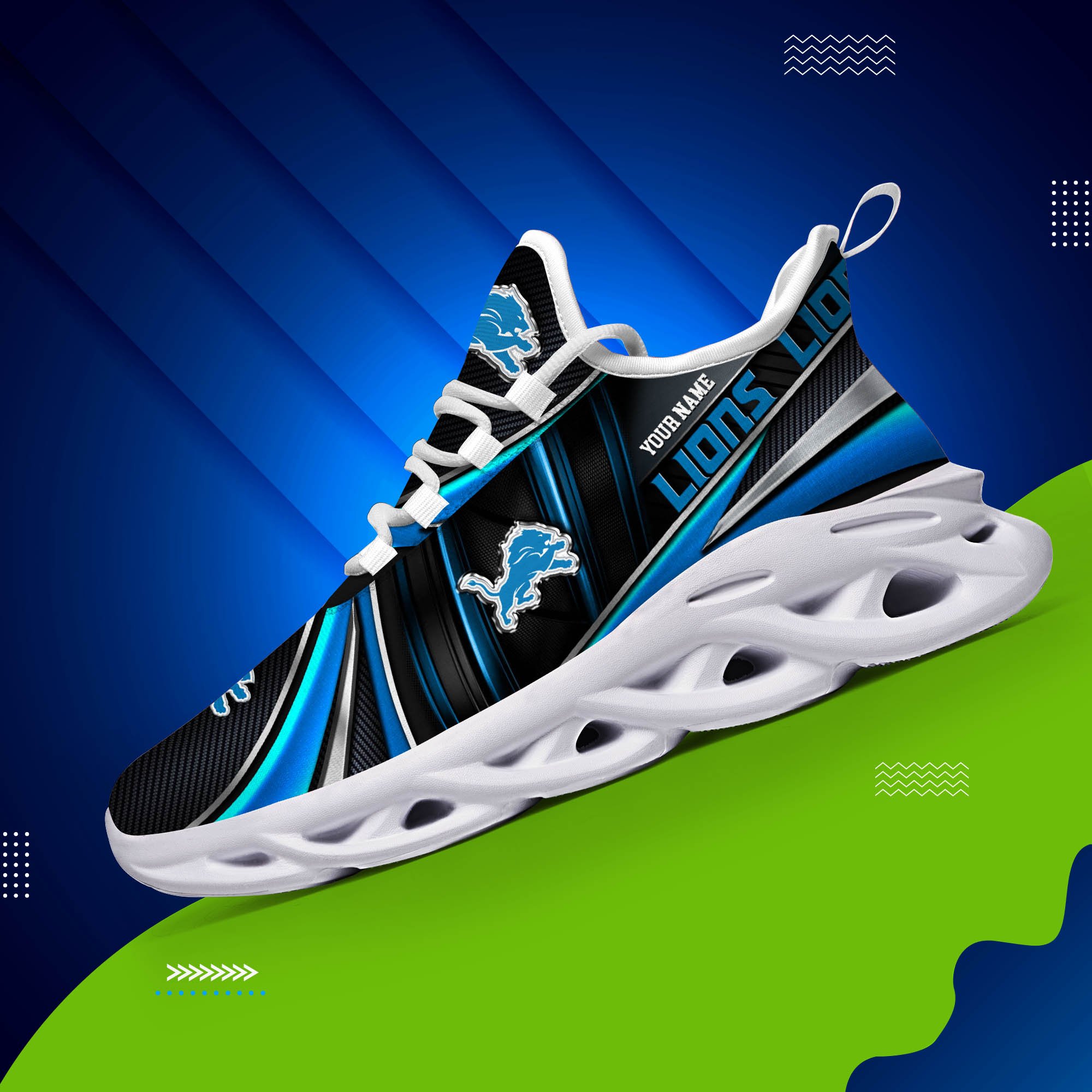 Alternative view of Detroit Lions White C Sneakers 2024 Version Personalized Your Name, Sport Team Sneakers, Sport Gifts ETHY-62892