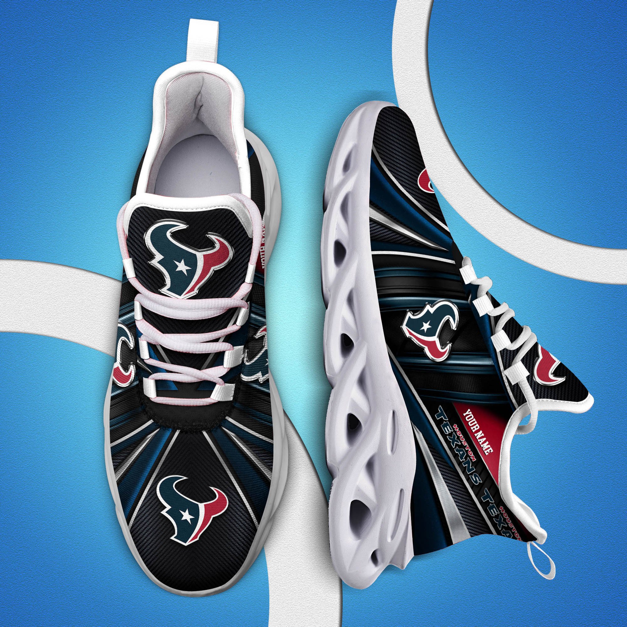 Houston Texans White C Sneakers 2024 Version Personalized Your Name, Sport Team Sneakers, Sport Gifts ETHY-62892