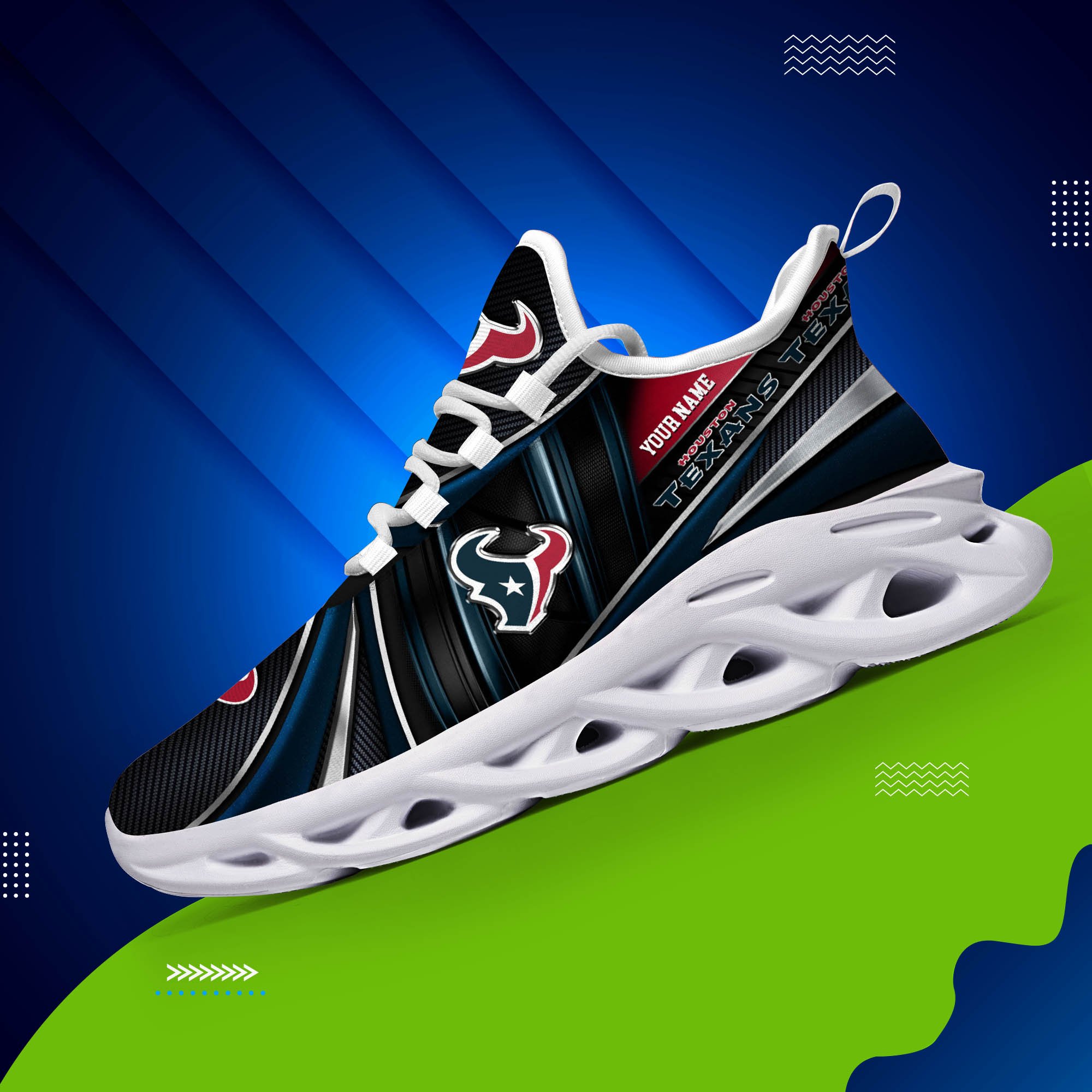 Alternative view of Houston Texans White C Sneakers 2024 Version Personalized Your Name, Sport Team Sneakers, Sport Gifts ETHY-62892