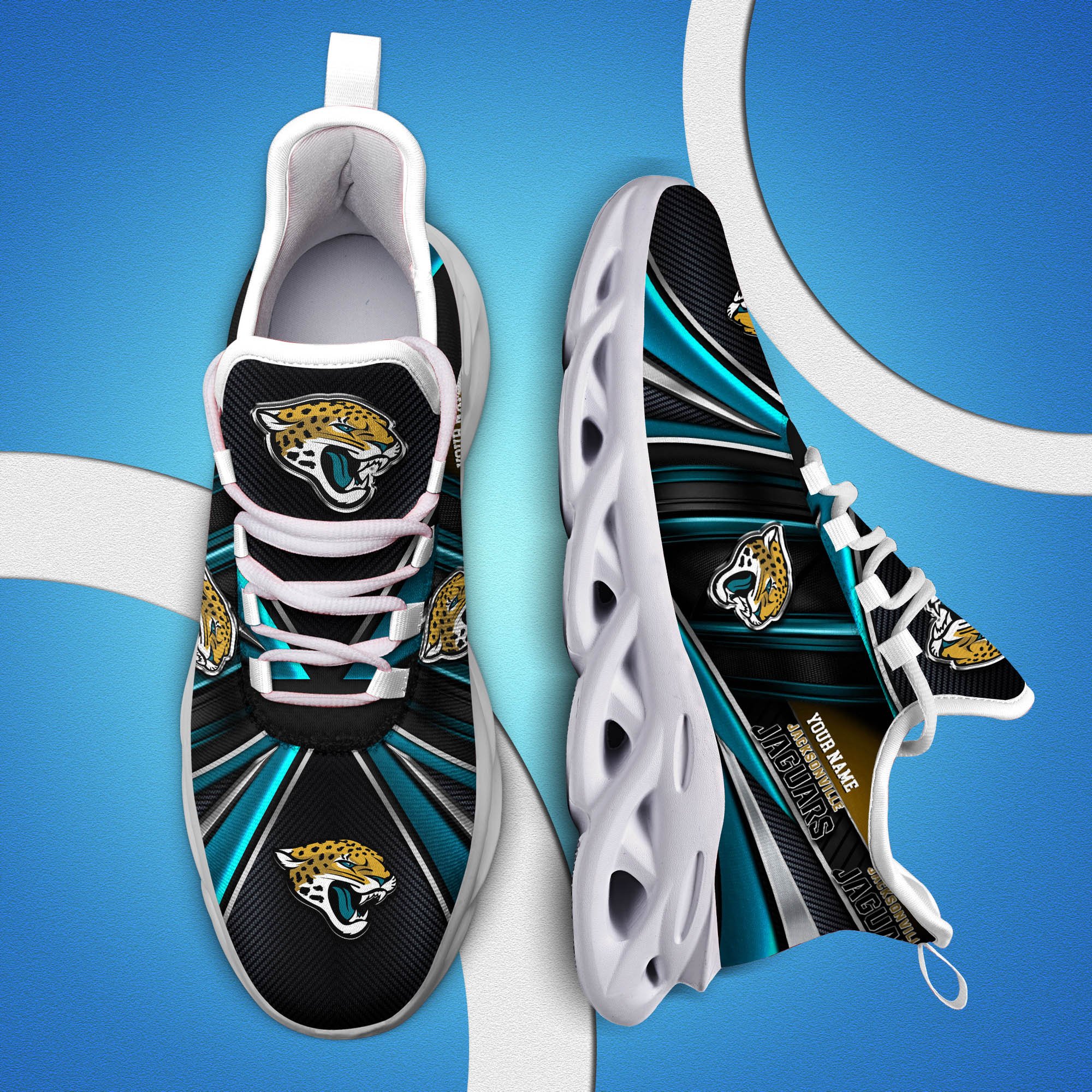 Jacksonville Jaguars White C Sneakers 2024 Version Personalized Your Name, Sport Team Sneakers, Sport Gifts ETHY-62892