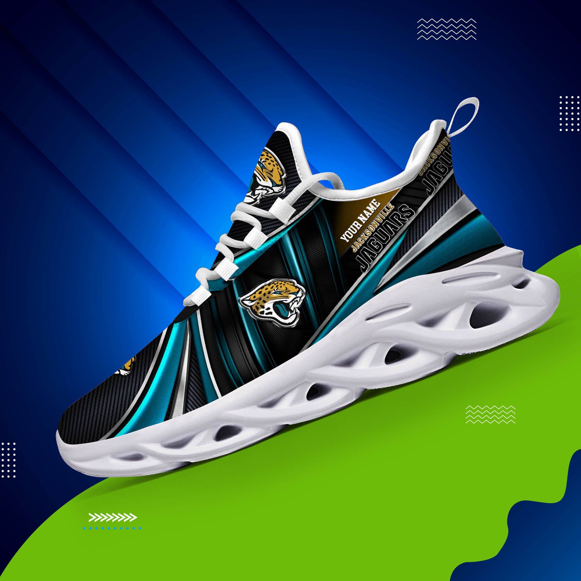 Alternative view of Jacksonville Jaguars White C Sneakers 2024 Version Personalized Your Name, Sport Team Sneakers, Sport Gifts ETHY-62892