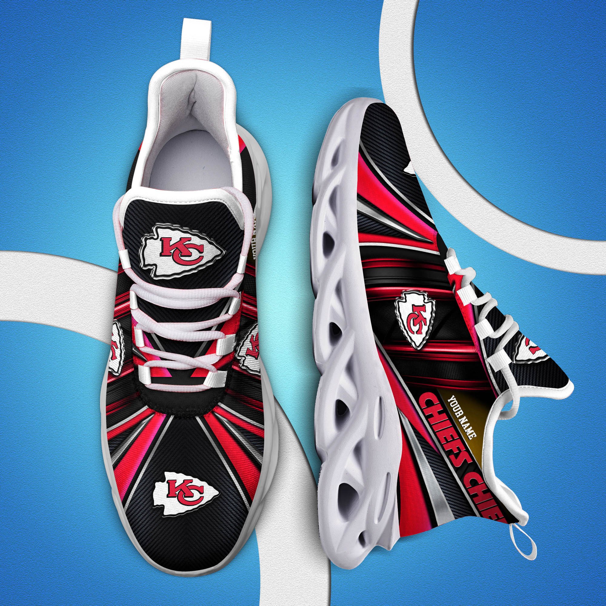 Kansas City Chiefs White C Sneakers 2024 Version Personalized Your Name, Sport Team Sneakers, Sport Gifts ETHY-62892