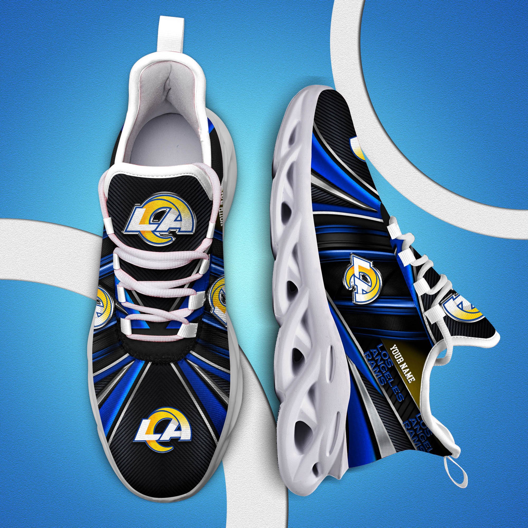 Los Angeles Rams White C Sneakers 2024 Version Personalized Your Name, Sport Team Sneakers, Sport Gifts ETHY-62892