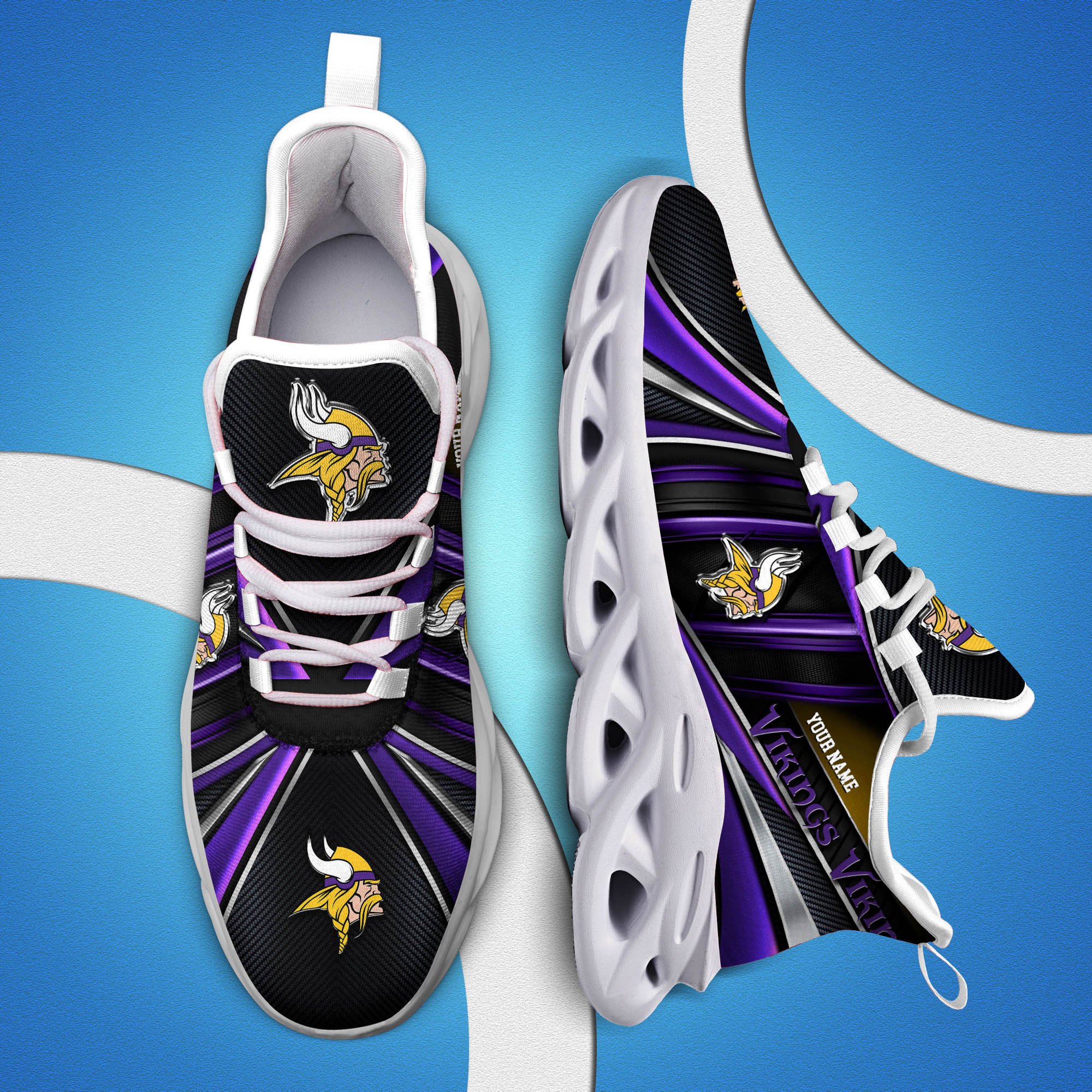 Minnesota Vikings White C Sneakers 2024 Version Personalized Your Name, Sport Team Sneakers, Sport Gifts ETHY-62892