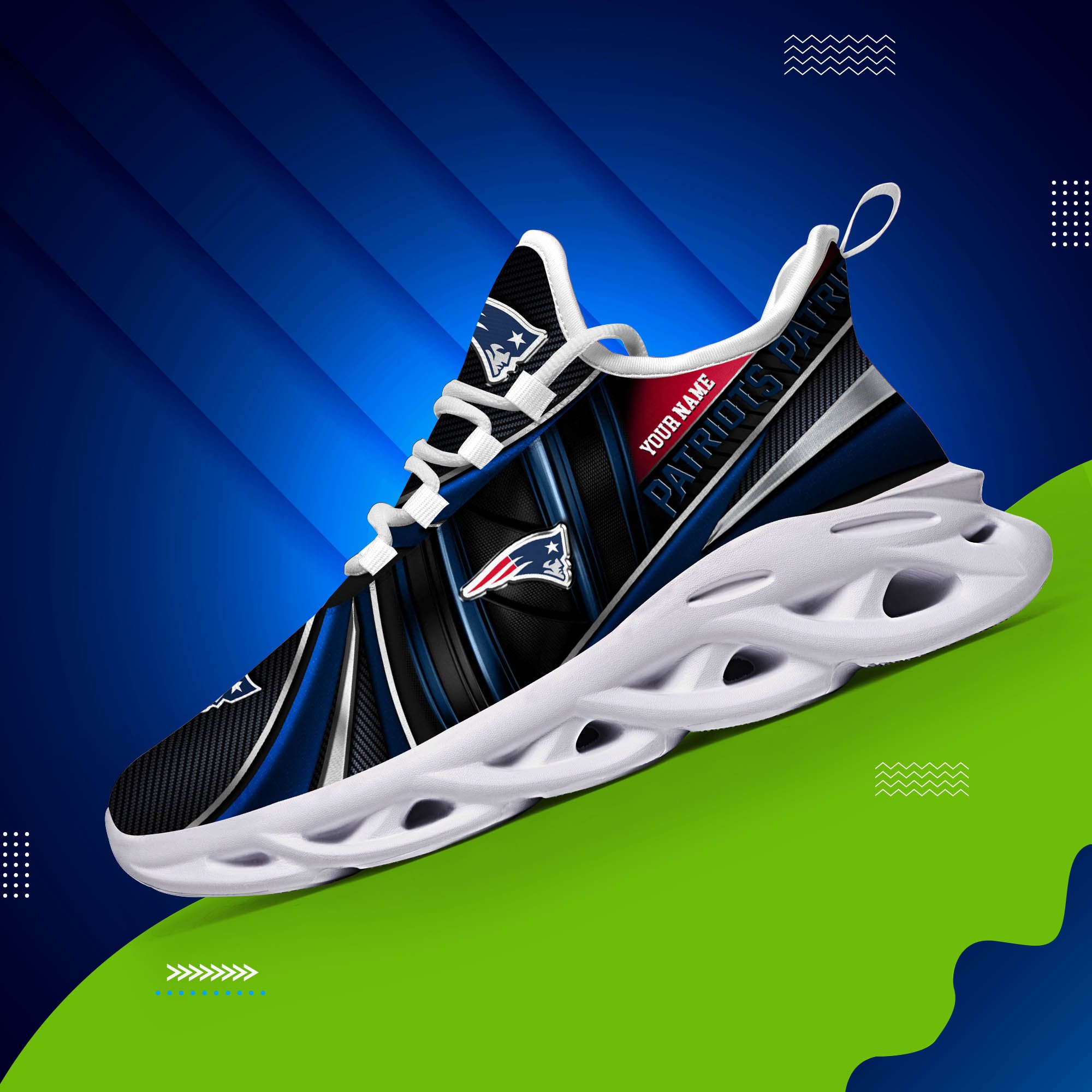 Alternative view of New England Patriots White C Sneakers 2024 Version Personalized Your Name, Sport Team Sneakers, Sport Gifts ETHY-62892