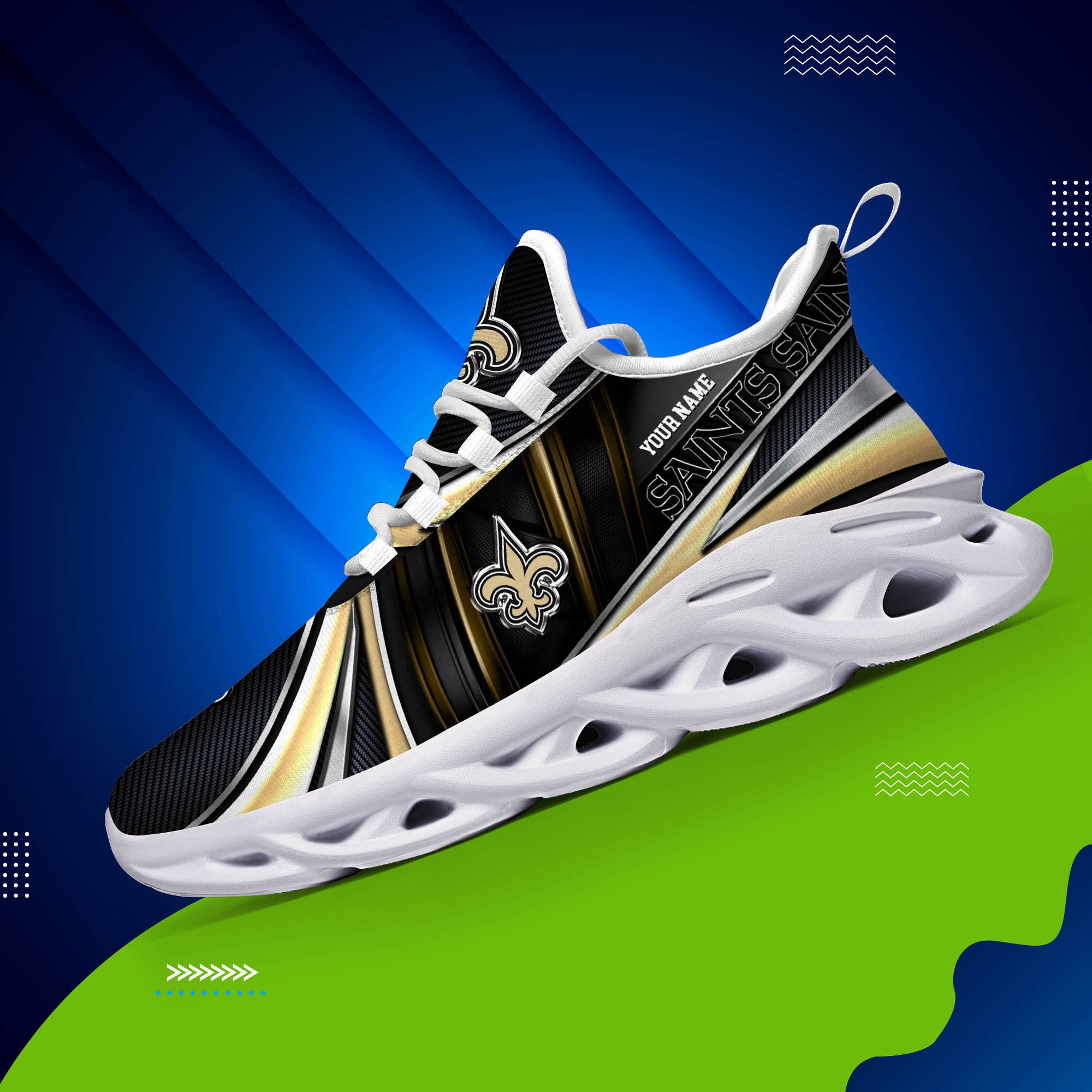 Alternative view of New Orleans Saints White C Sneakers 2024 Version Personalized Your Name, Sport Team Sneakers, Sport Gifts ETHY-62892