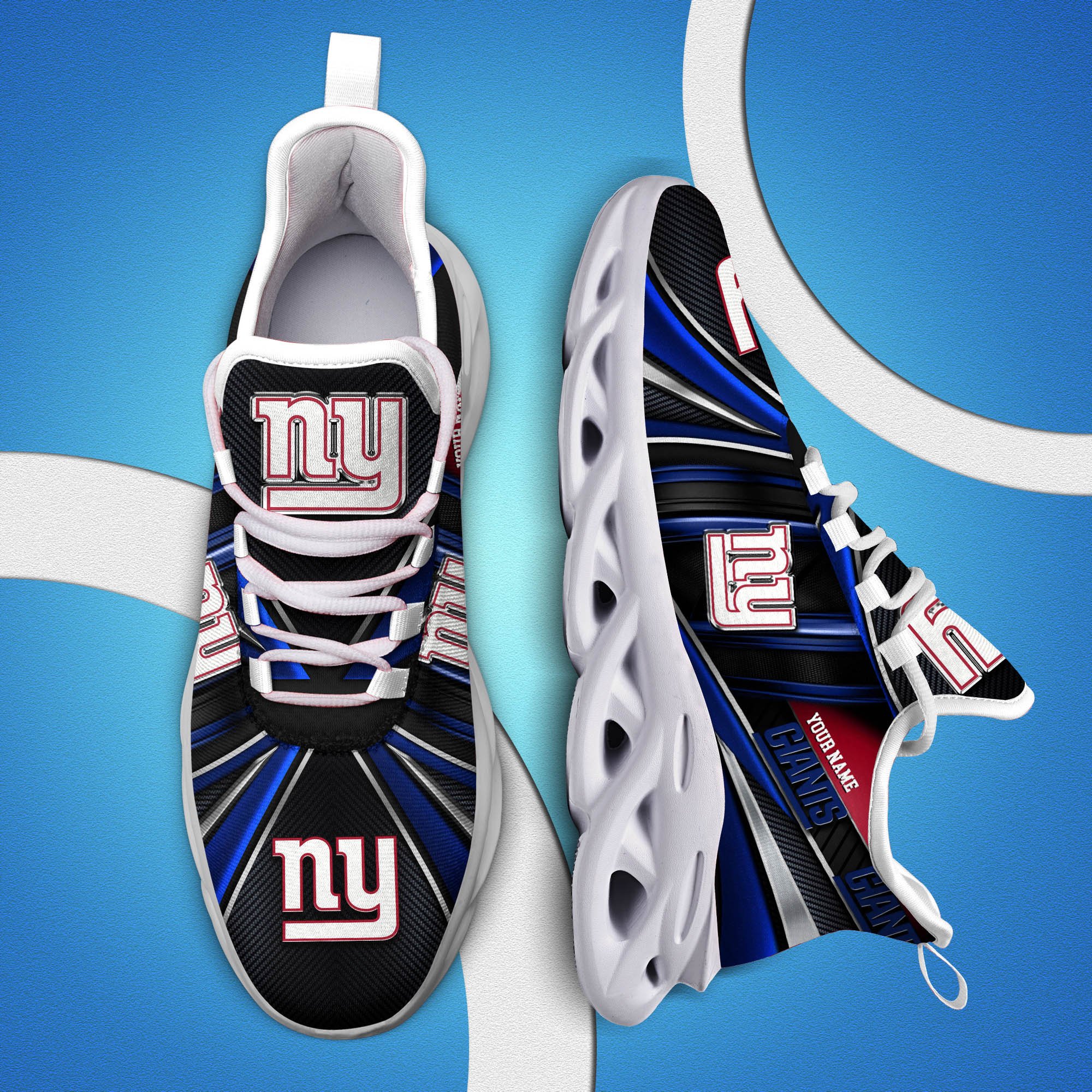 New York Giants White C Sneakers 2024 Version Personalized Your Name, Sport Team Sneakers, Sport Gifts ETHY-62892