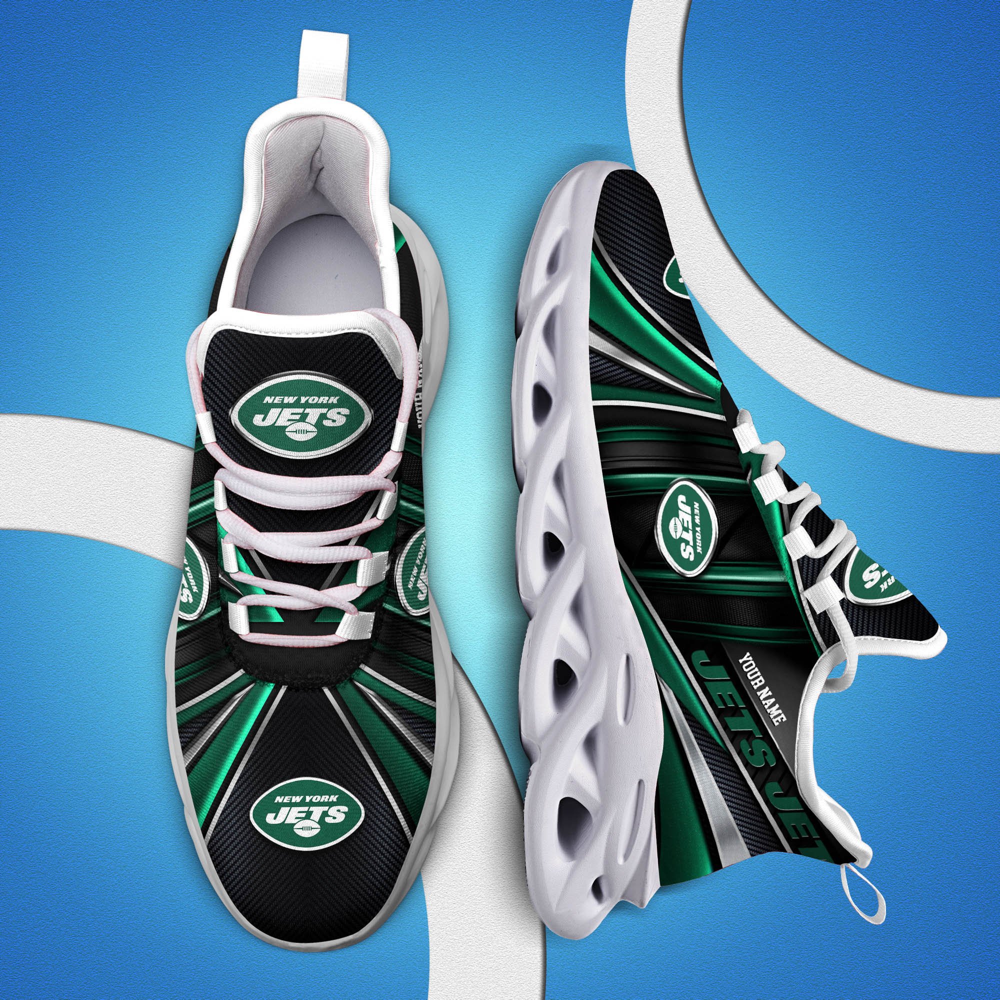 New York Jets White C Sneakers 2024 Version Personalized Your Name, Sport Team Sneakers, Sport Gifts ETHY-62892