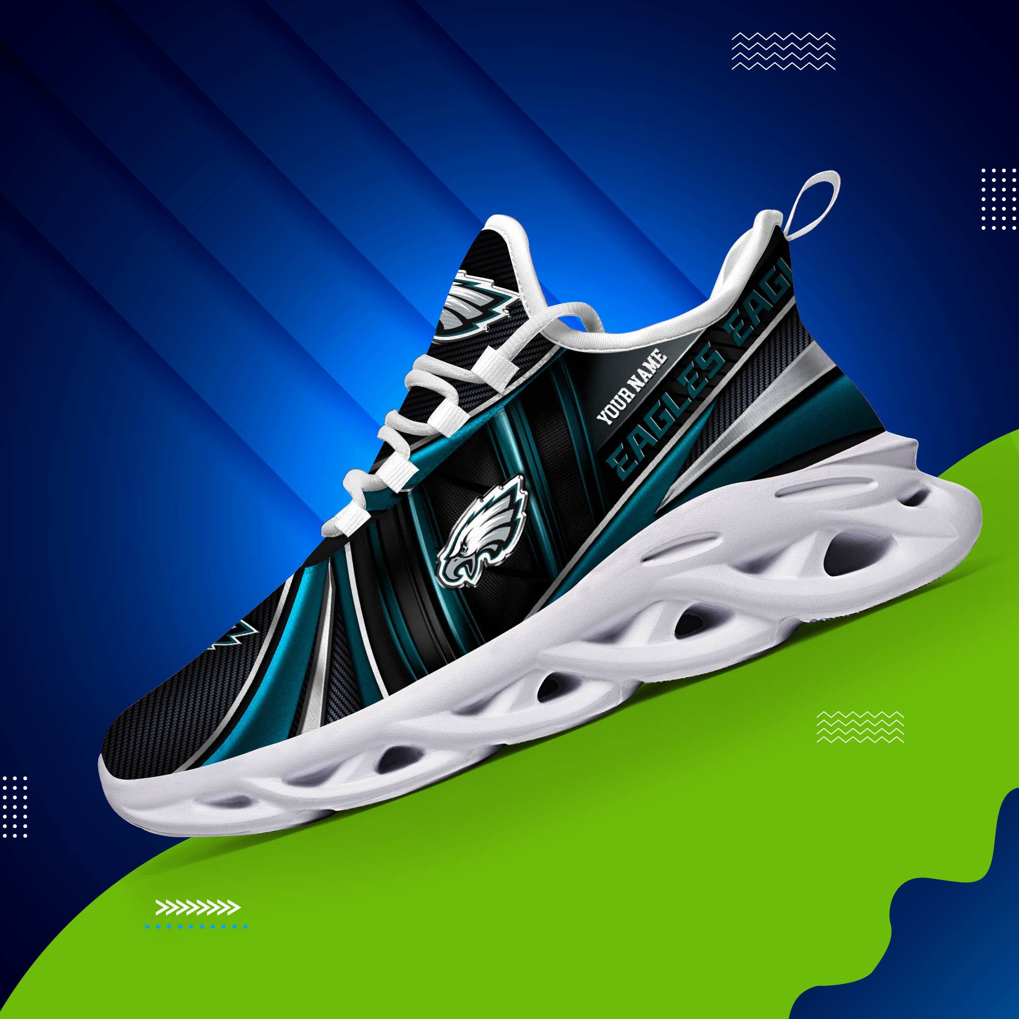 Alternative view of Philadelphia Eagles White C Sneakers 2024 Version Personalized Your Name, Sport Team Sneakers, Sport Gifts ETHY-62892