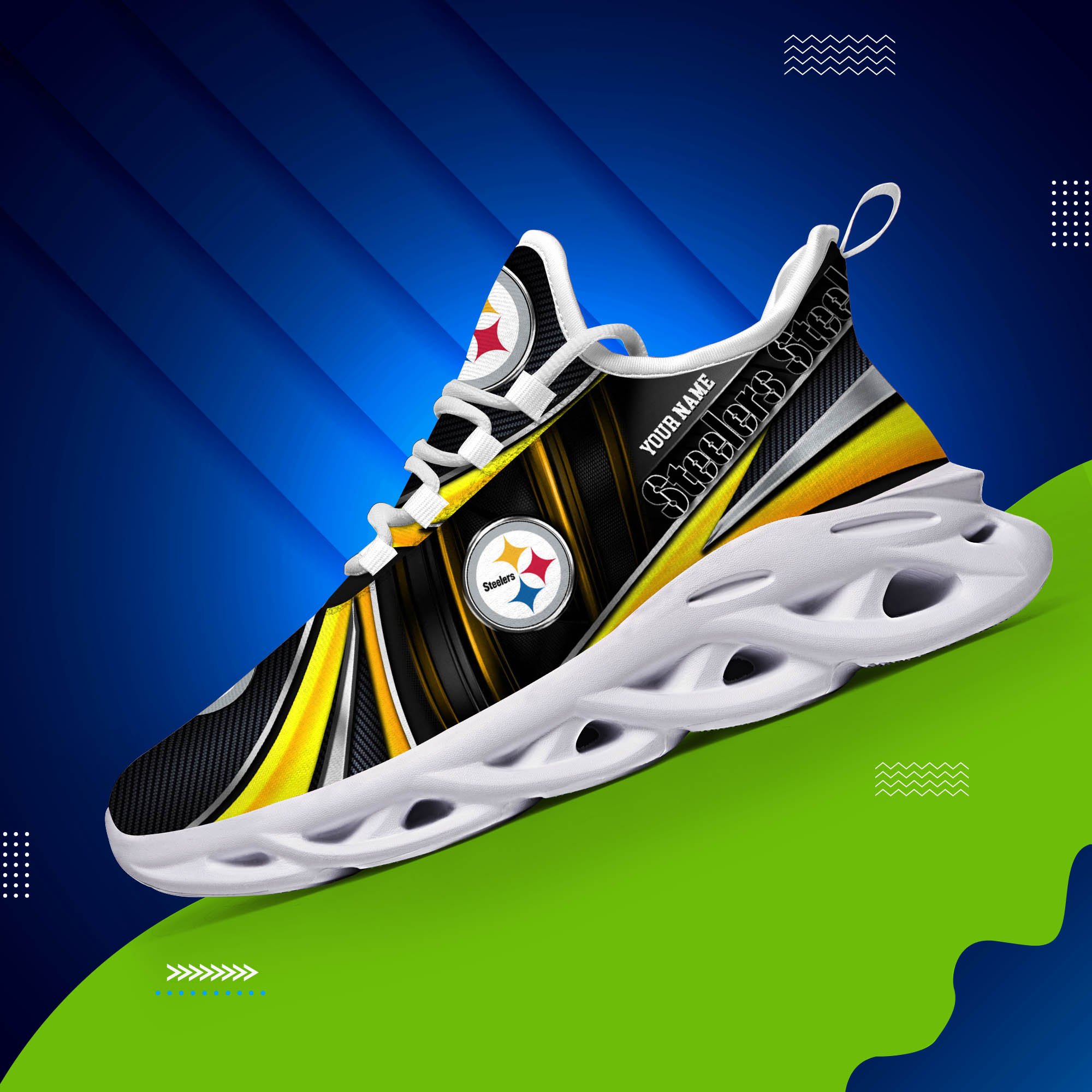 Alternative view of Pittsburgh Steelers White C Sneakers 2024 Version Personalized Your Name, Sport Team Sneakers, Sport Gifts ETHY-62892