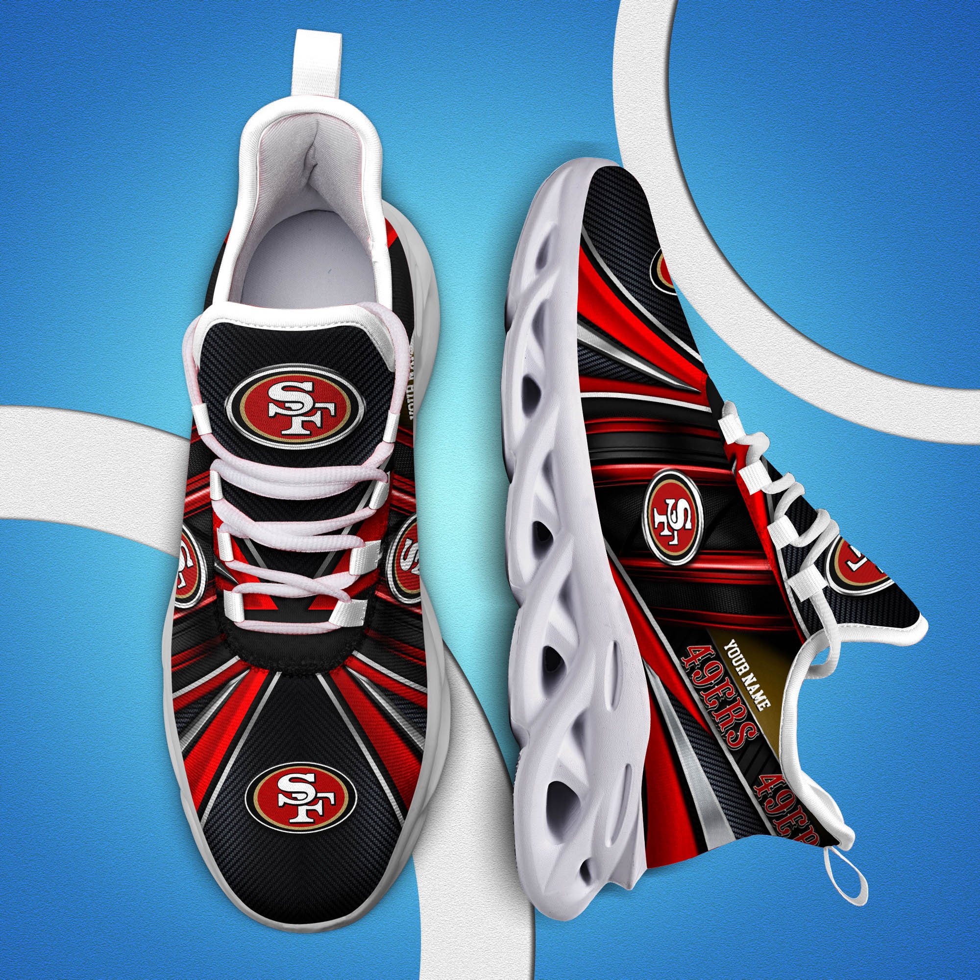 San Francisco 49ers White C Sneakers 2024 Version Personalized Your Name, Sport Team Sneakers, Sport Gifts ETHY-62892