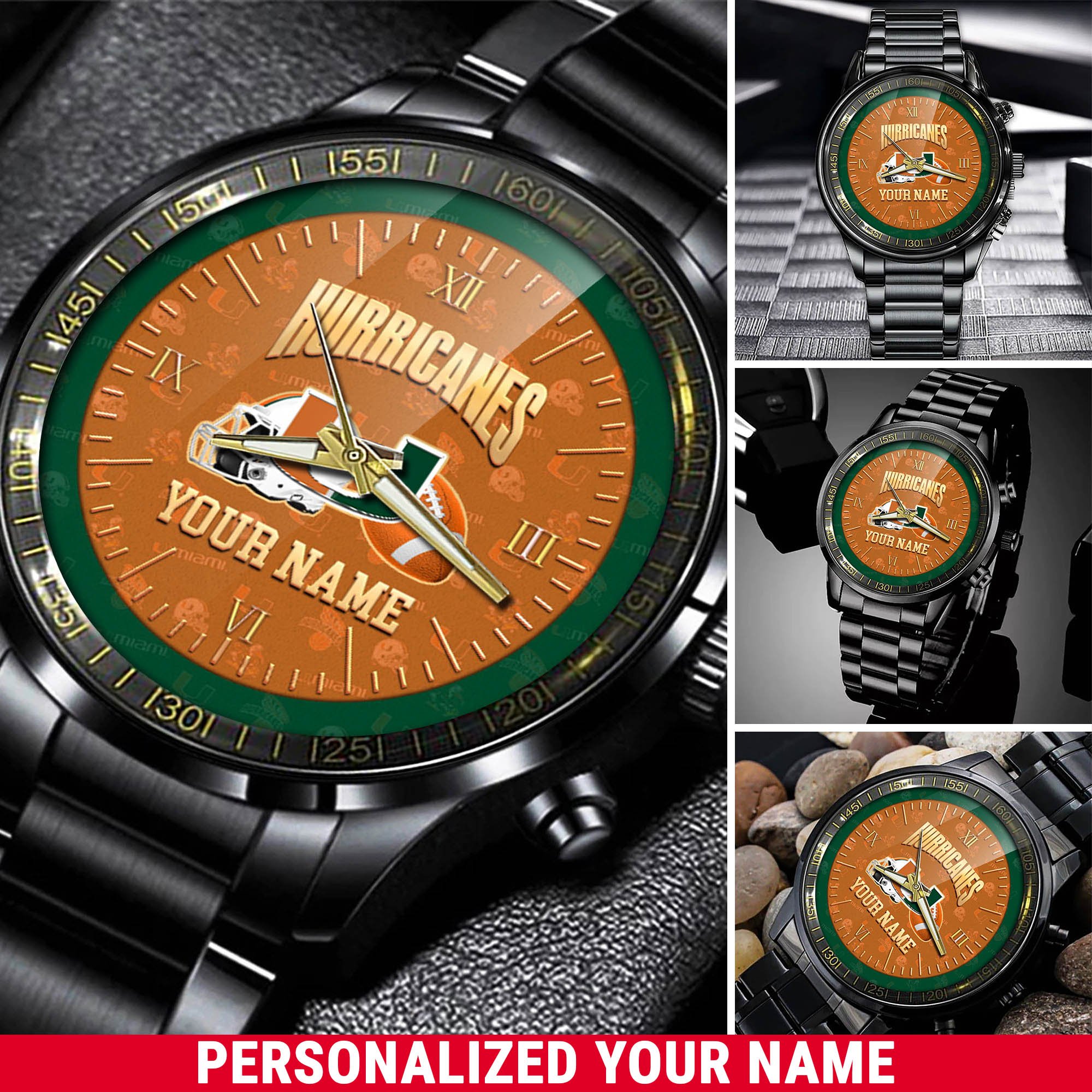 Miami Hurricanes Watch 2024 Version Personalized Your Name, Sport Watch For Fans, Sport Gifts ETHY-54417