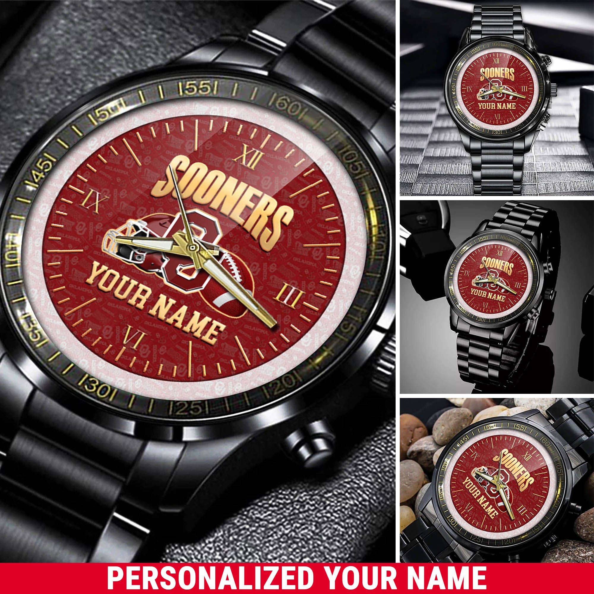 Oklahoma Sooners Watch 2024 Version Personalized Your Name, Sport Watch For Fans, Sport Gifts ETHY-54417