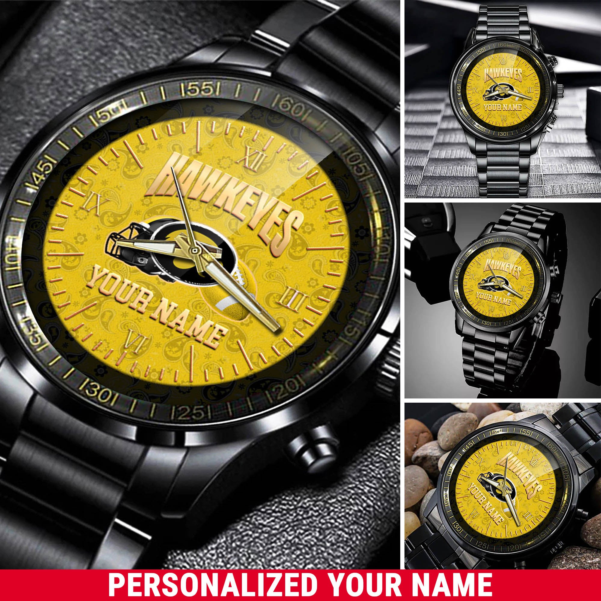 Iowa Hawkeyes Watch 2024 Version Personalized Your Name, Sport Watch For Fans, Sport Gifts ETHY-54417