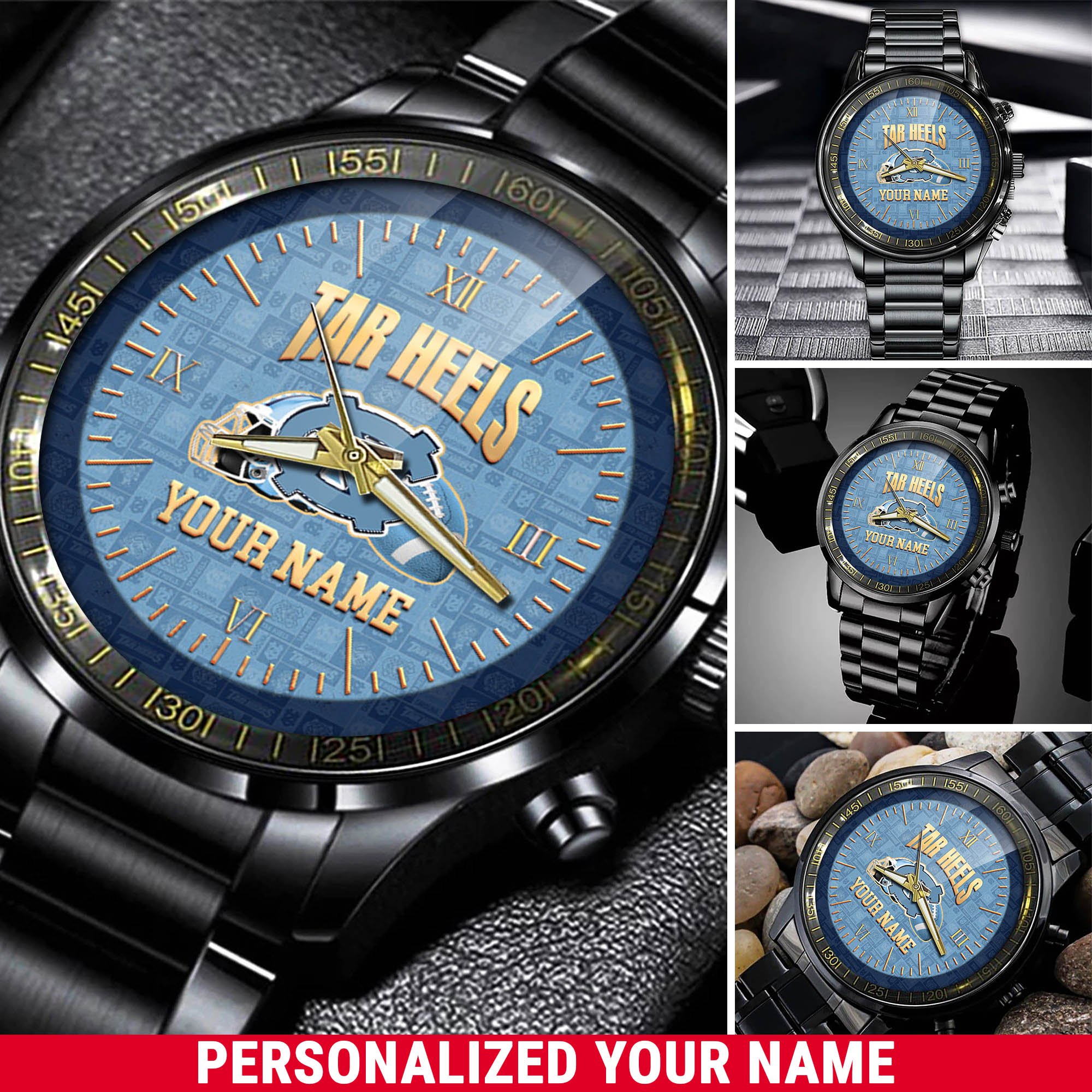 North Carolina Tar Heels Watch 2024 Version Personalized Your Name, Sport Watch For Fans, Sport Gifts ETHY-54417