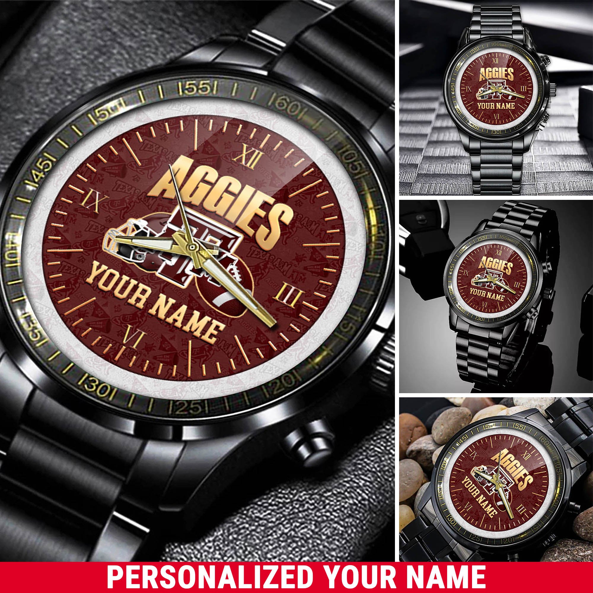 Texas A&M Aggies Watch 2024 Version Personalized Your Name, Sport Watch For Fans, Sport Gifts ETHY-54417