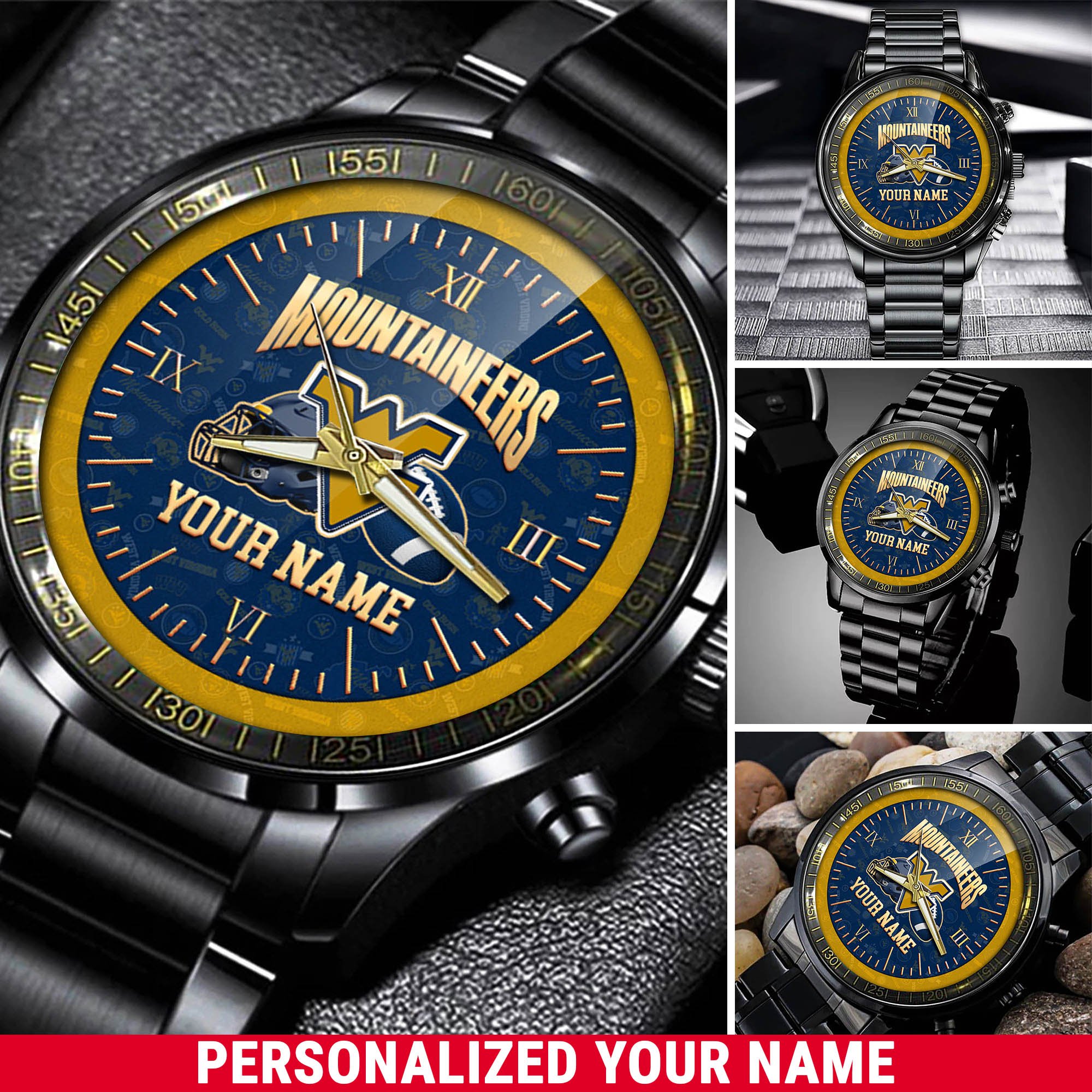 West Virginia Mountaineers Watch 2024 Version Personalized Your Name, Sport Watch For Fans, Sport Gifts ETHY-54417