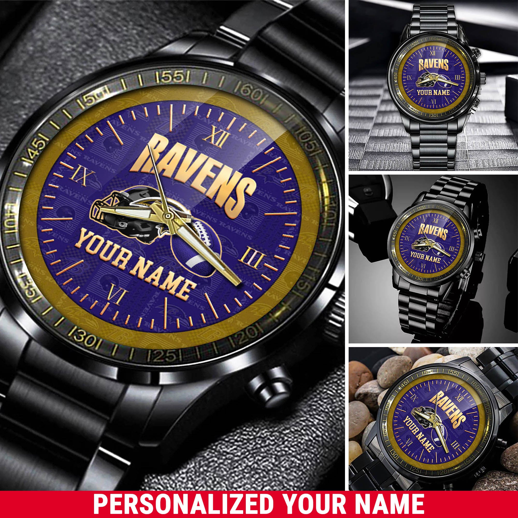 Baltimore Ravens Watch 2024 Version Personalized Your Name, Sport Watch For Fans, Sport Gifts ETHY-54417