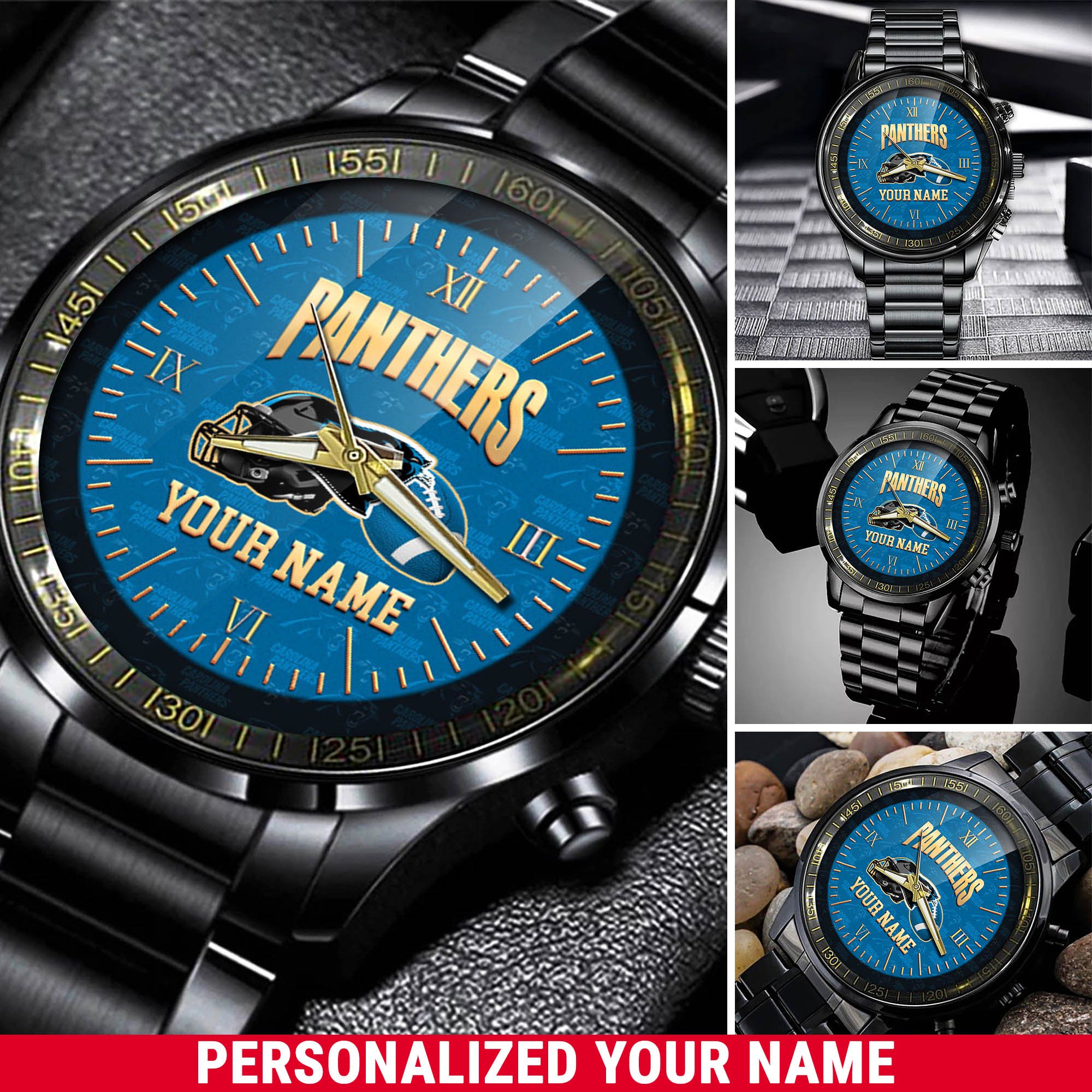 Carolina Panthers Watch 2024 Version Personalized Your Name, Sport Watch For Fans, Sport Gifts ETHY-54417