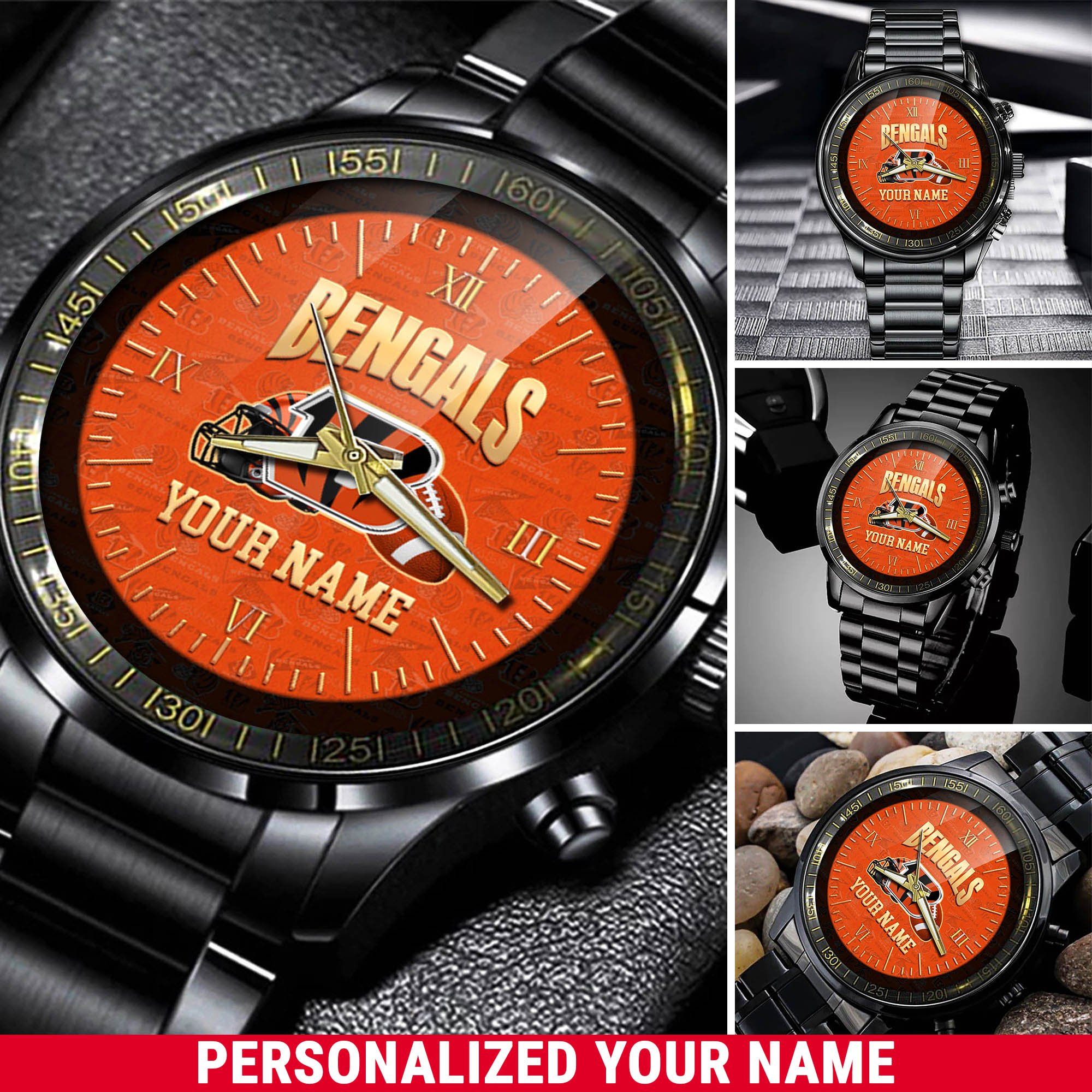 Cincinnati Bengals Watch 2024 Version Personalized Your Name, Sport Watch For Fans, Sport Gifts ETHY-54417