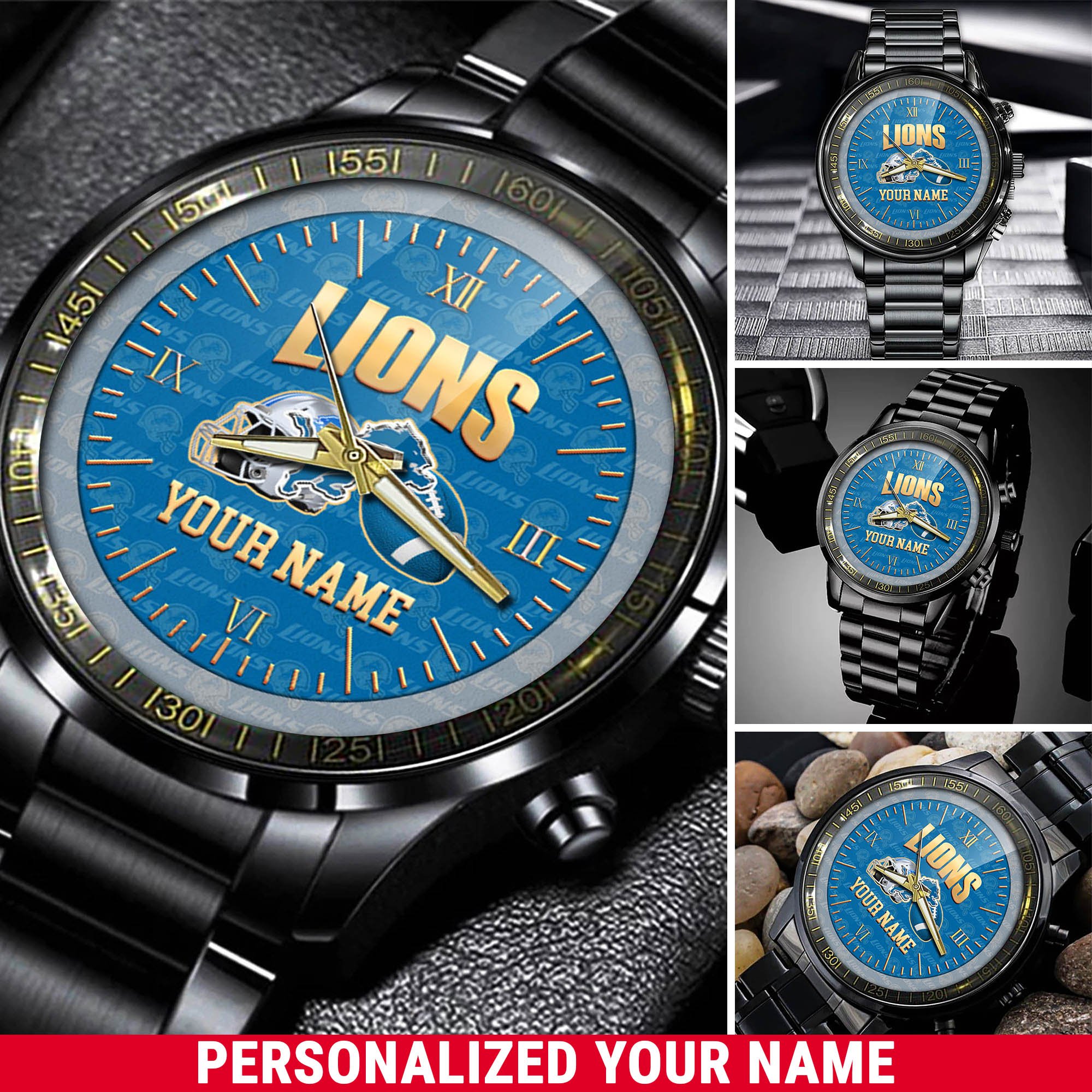Detroit Lions Watch 2024 Version Personalized Your Name, Sport Watch For Fans, Sport Gifts ETHY-54417