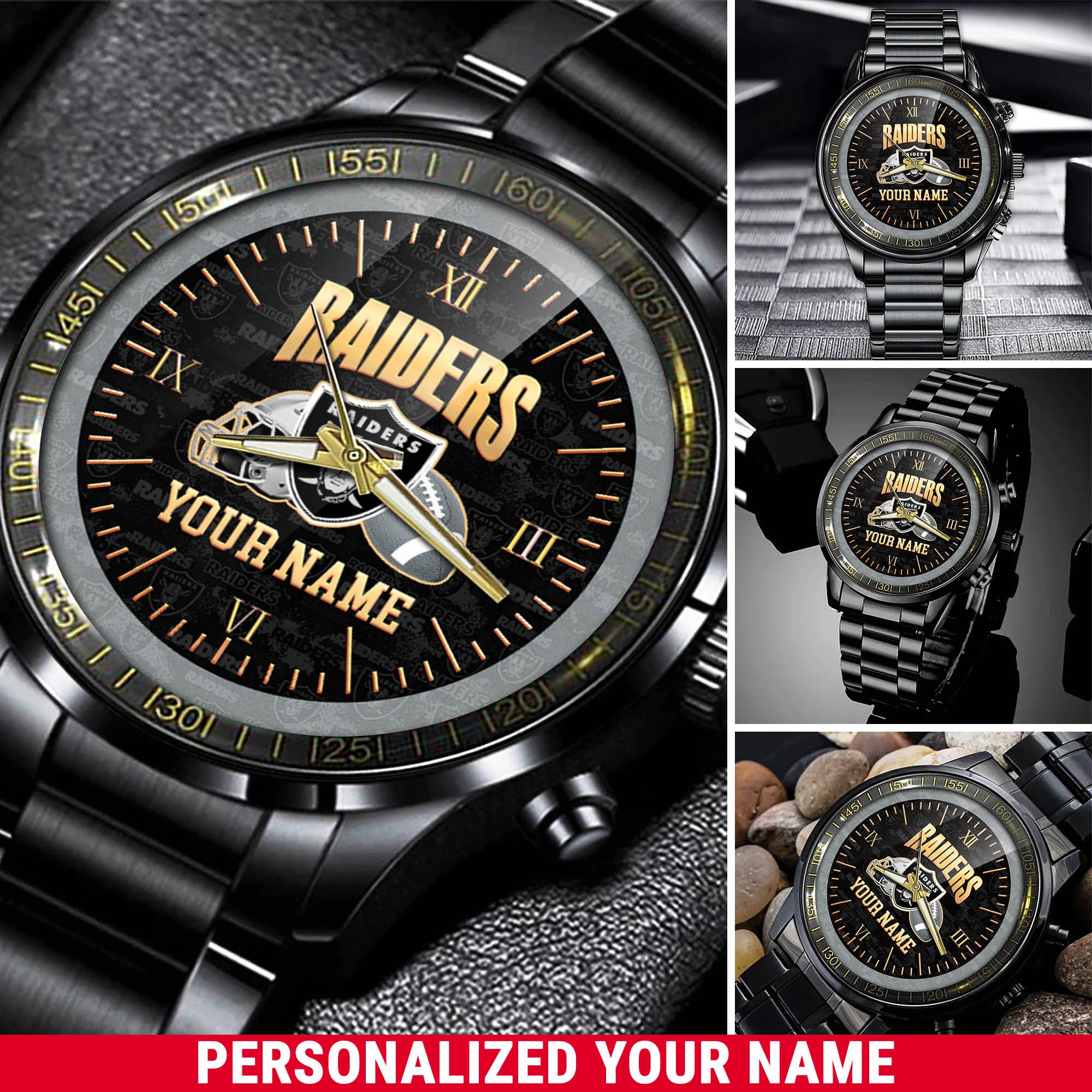 Las Vegas Raiders Watch 2024 Version Personalized Your Name, Sport Watch For Fans, Sport Gifts ETHY-54417