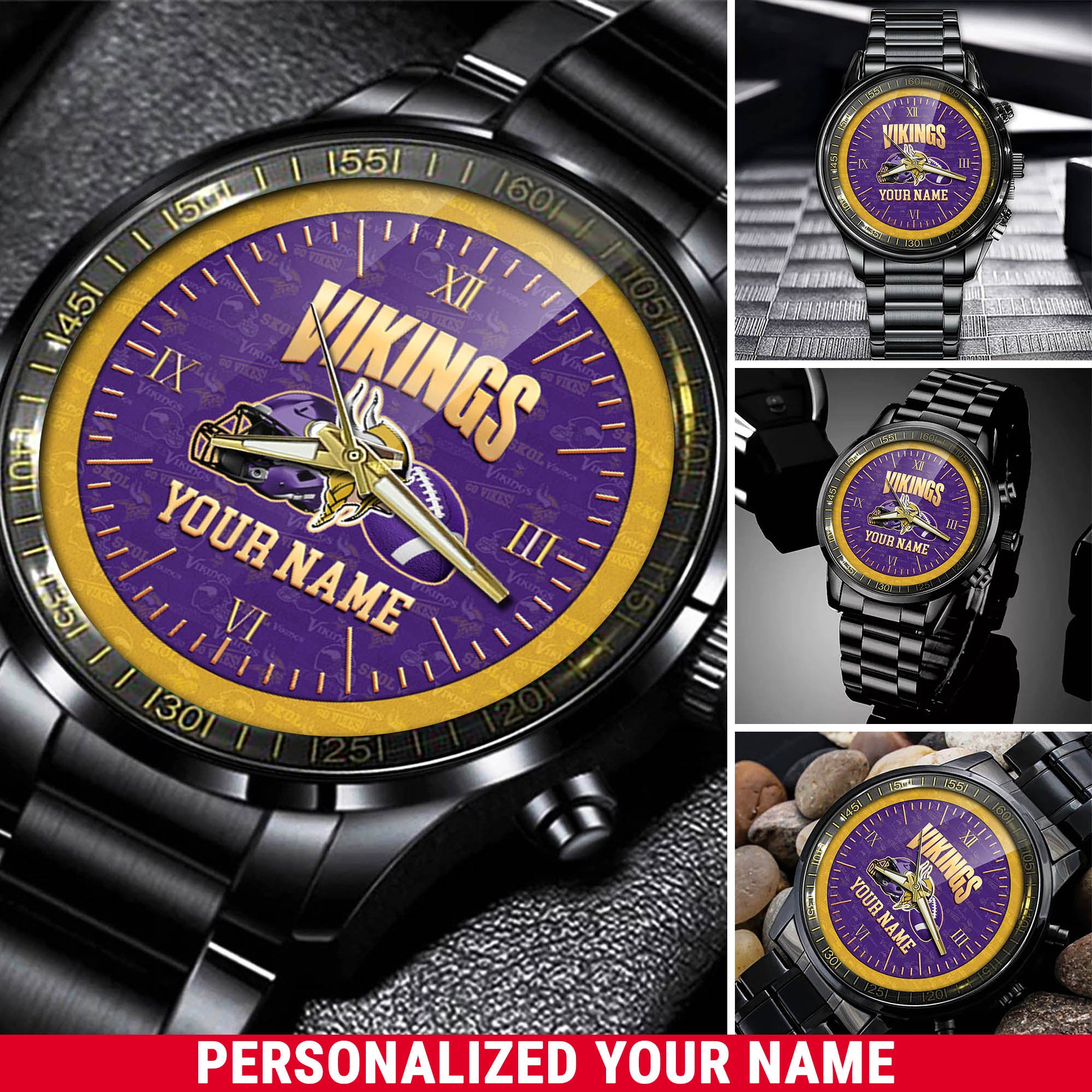Minnesota Vikings Watch 2024 Version Personalized Your Name, Sport Watch For Fans, Sport Gifts ETHY-54417