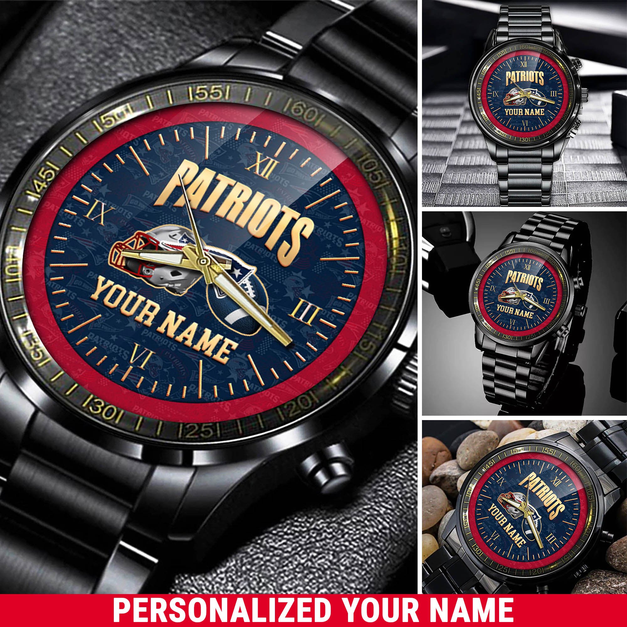 New England Patriots Watch 2024 Version Personalized Your Name, Sport Watch For Fans, Sport Gifts ETHY-54417