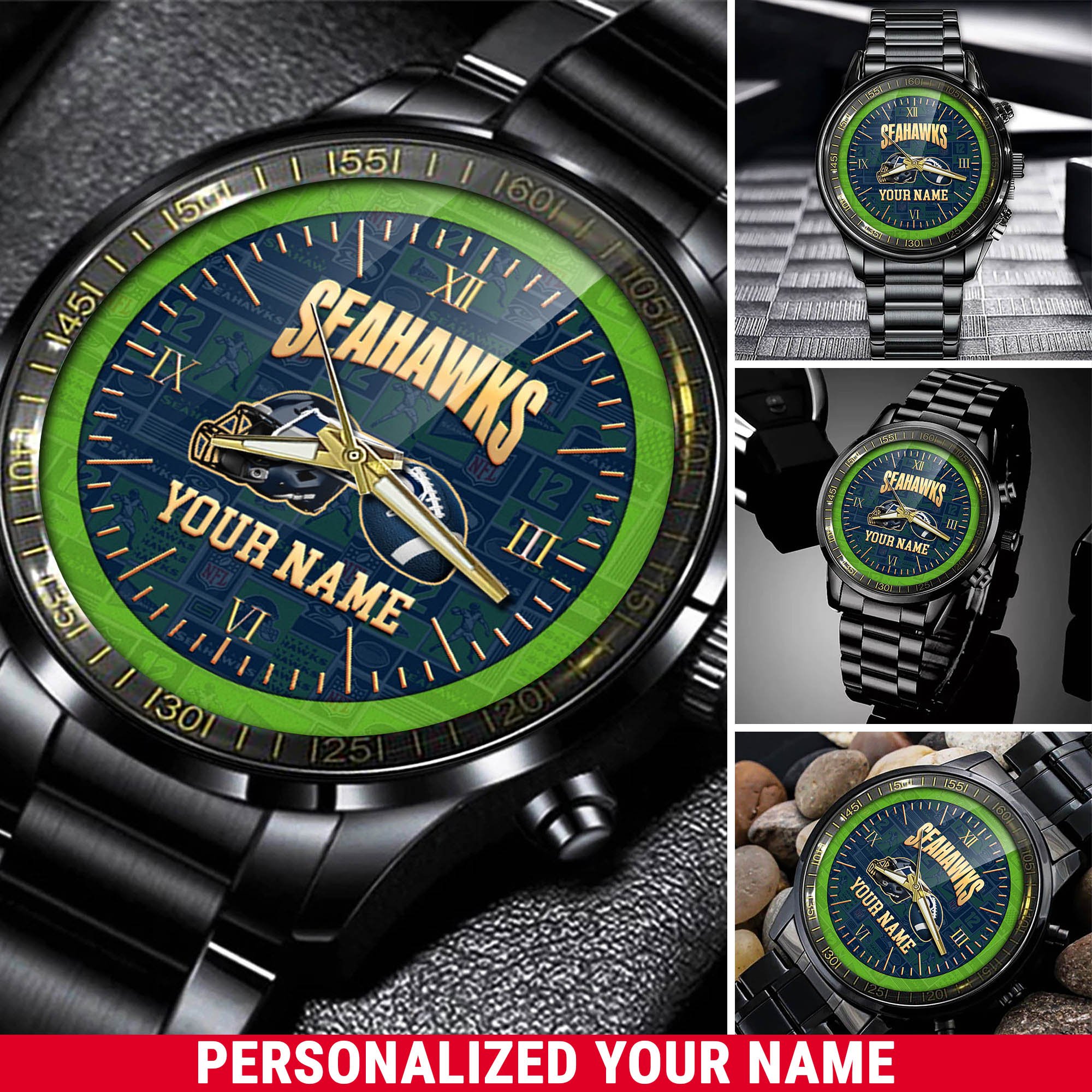 Seattle Seahawks Watch 2024 Version Personalized Your Name, Sport Watch For Fans, Sport Gifts ETHY-54417