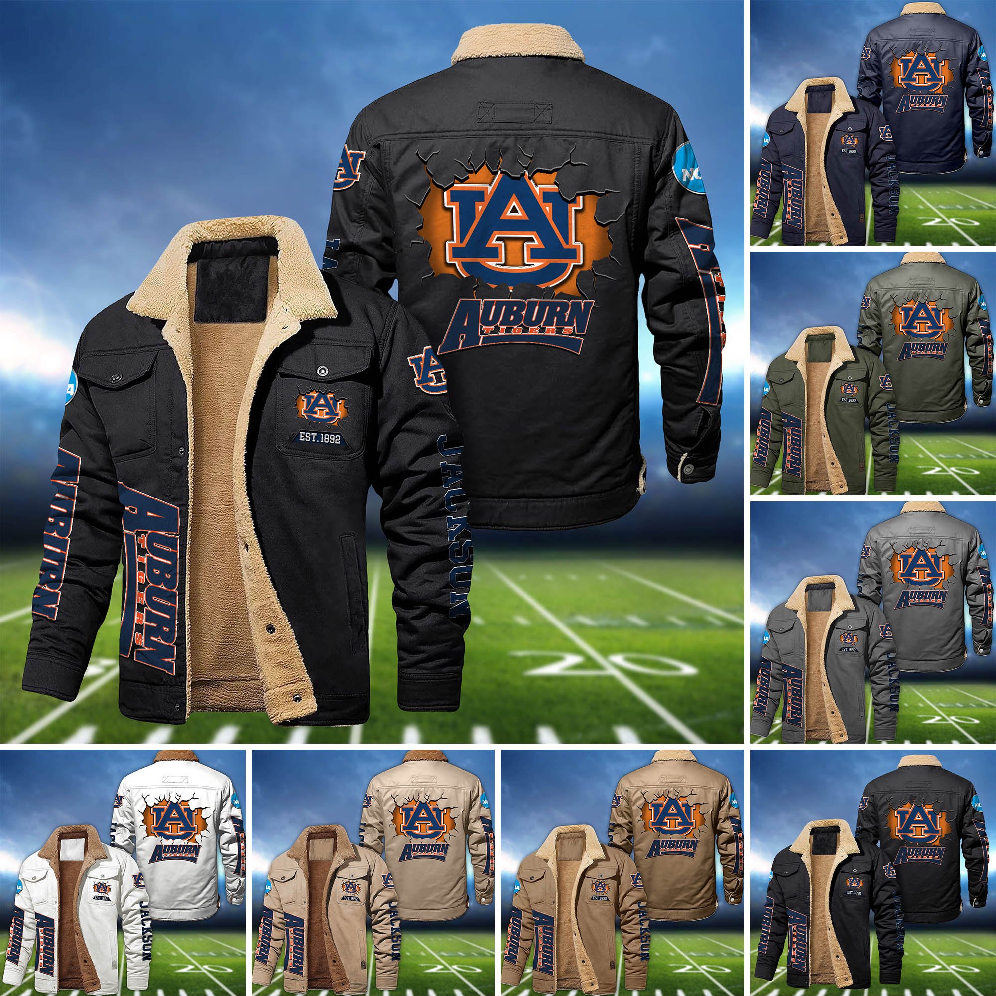 Auburn Tigers Fleece Bomber Jacket 2024 Version Personalized Your Name, Sport Jacket For Fan ETHY-62916