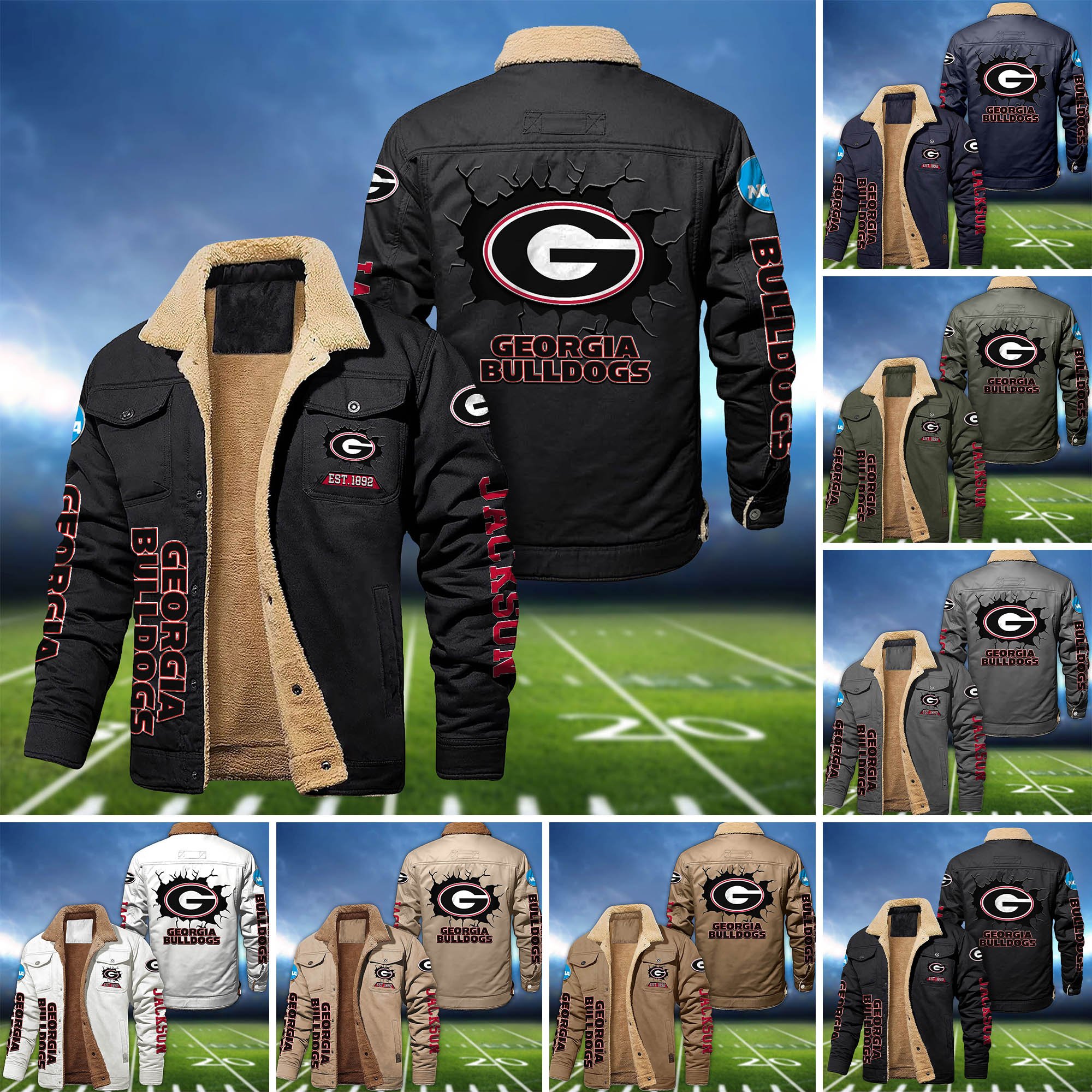 Georgia Bulldogs Fleece Bomber Jacket 2024 Version Personalized Your Name, Sport Jacket For Fan ETHY-62916