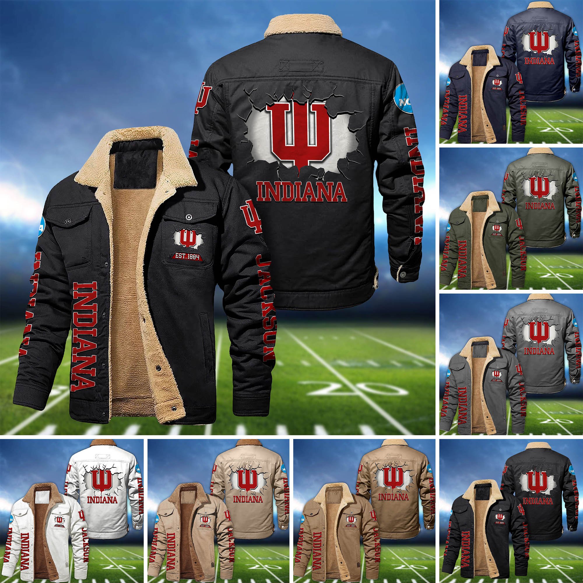 Indiana Hoosiers Fleece Bomber Jacket 2024 Version Personalized Your Name, Sport Jacket For Fan ETHY-62916