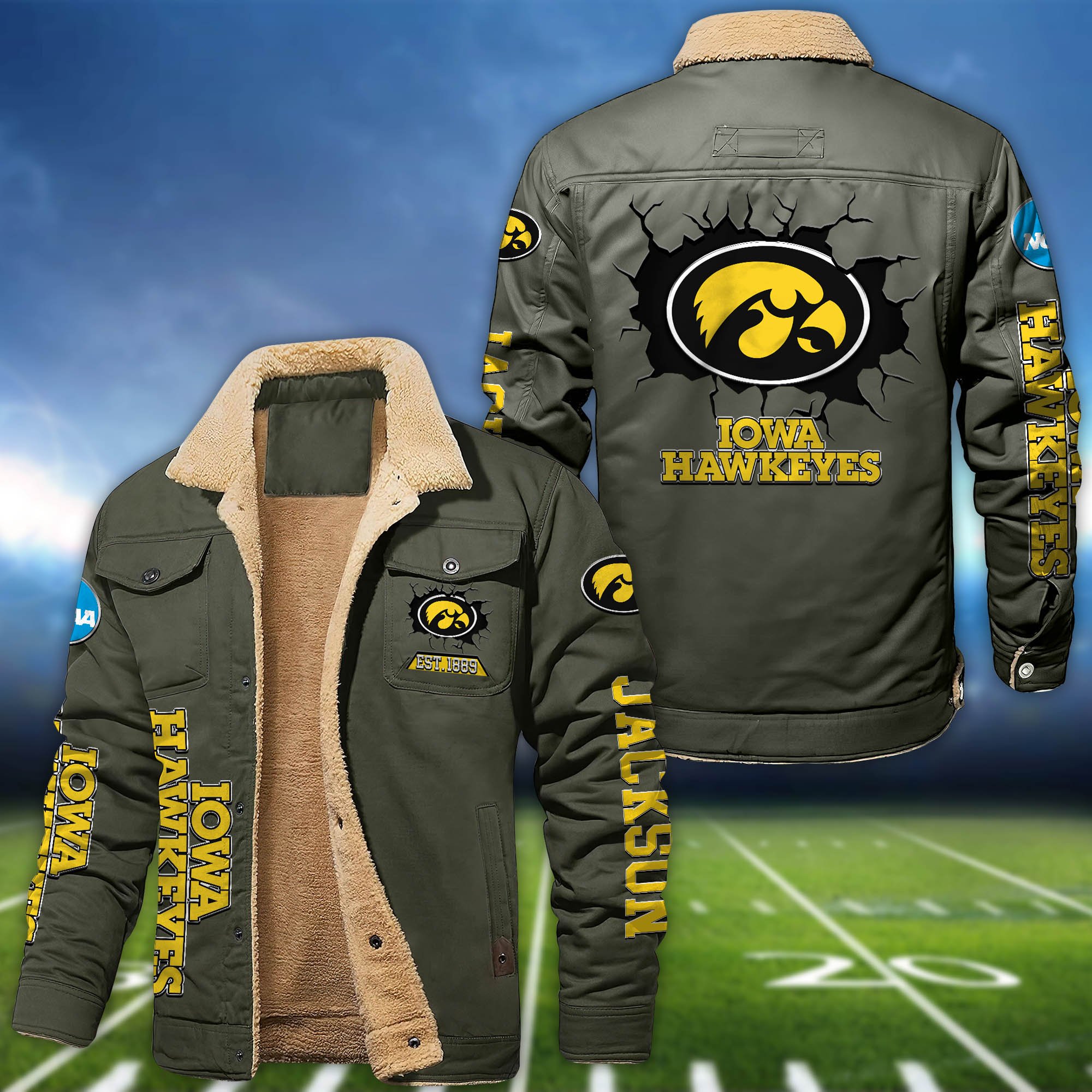 Alternative view of Iowa Hawkeyes Fleece Bomber Jacket 2024 Version Personalized Your Name, Sport Jacket For Fan ETHY-62916