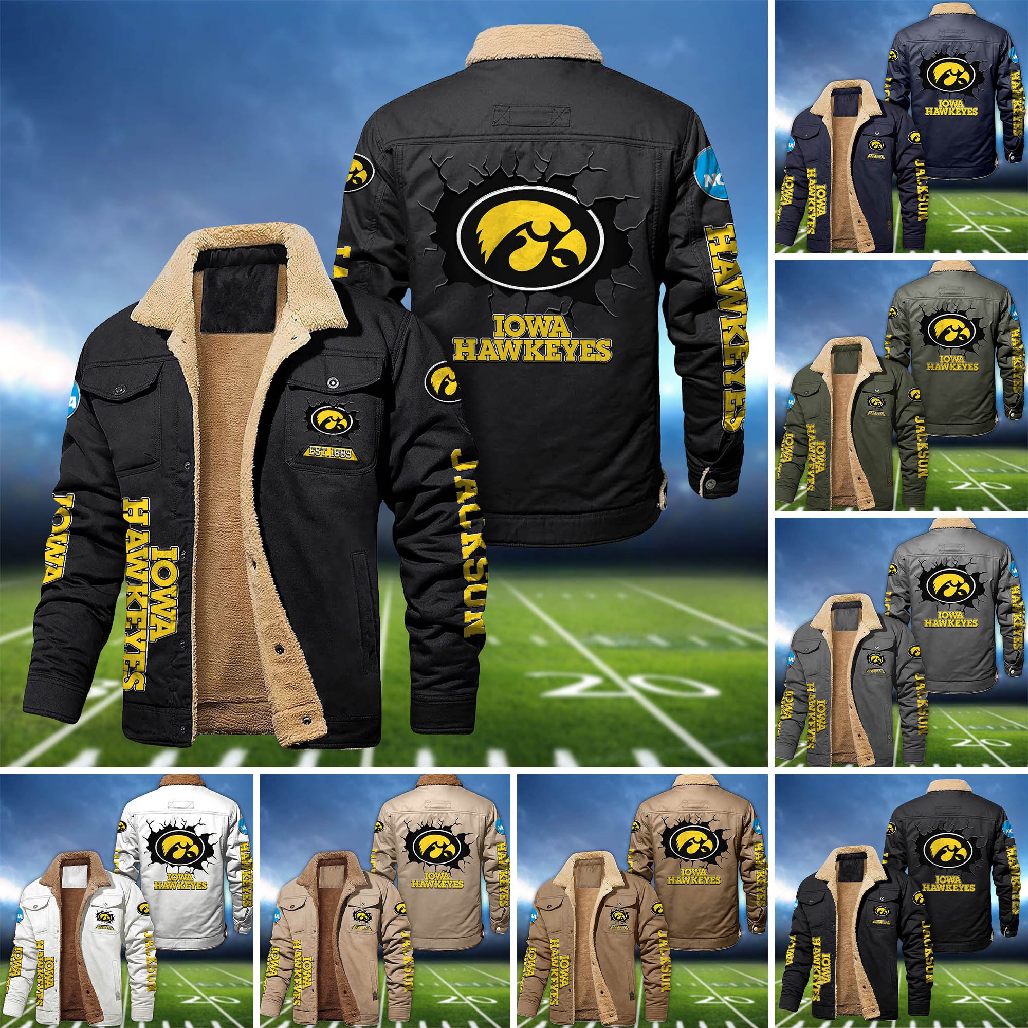 Iowa Hawkeyes Fleece Bomber Jacket 2024 Version Personalized Your Name, Sport Jacket For Fan ETHY-62916