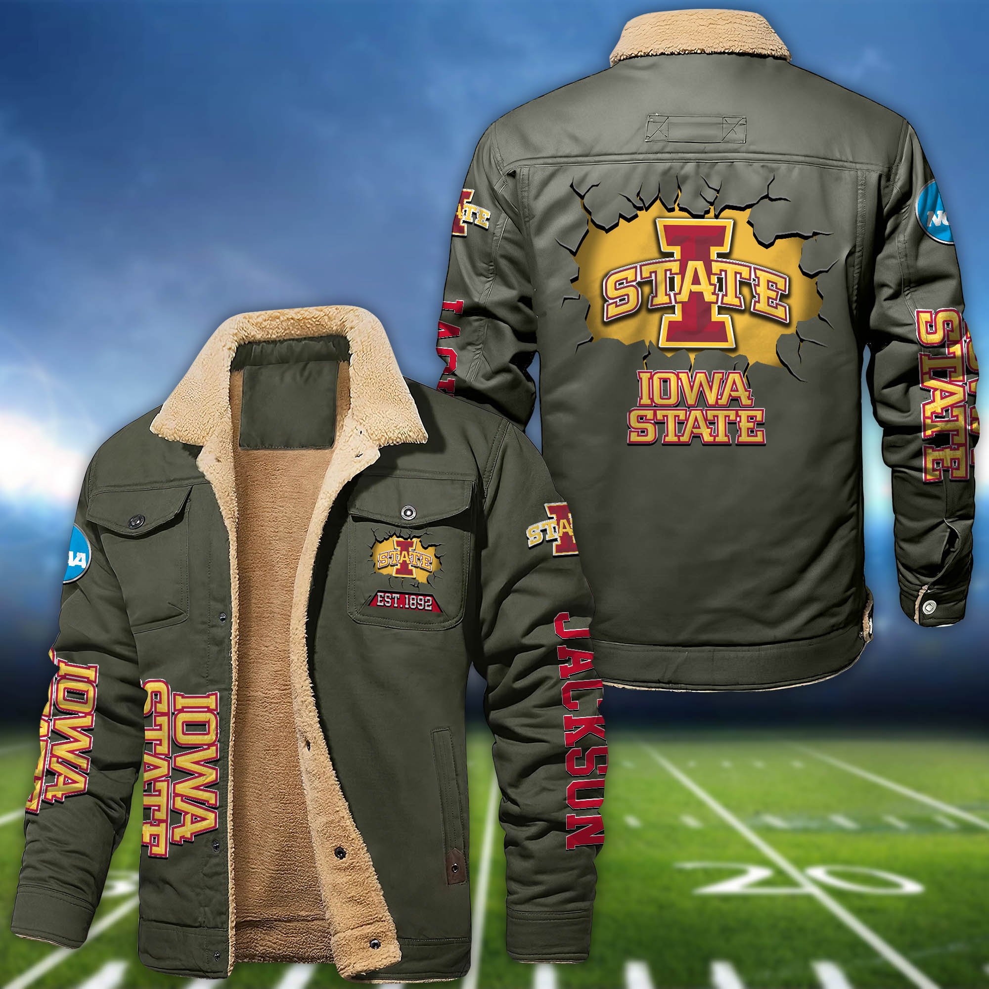 Alternative view of Iowa State Cyclones Fleece Bomber Jacket 2024 Version Personalized Your Name, Sport Jacket For Fan ETHY-62916