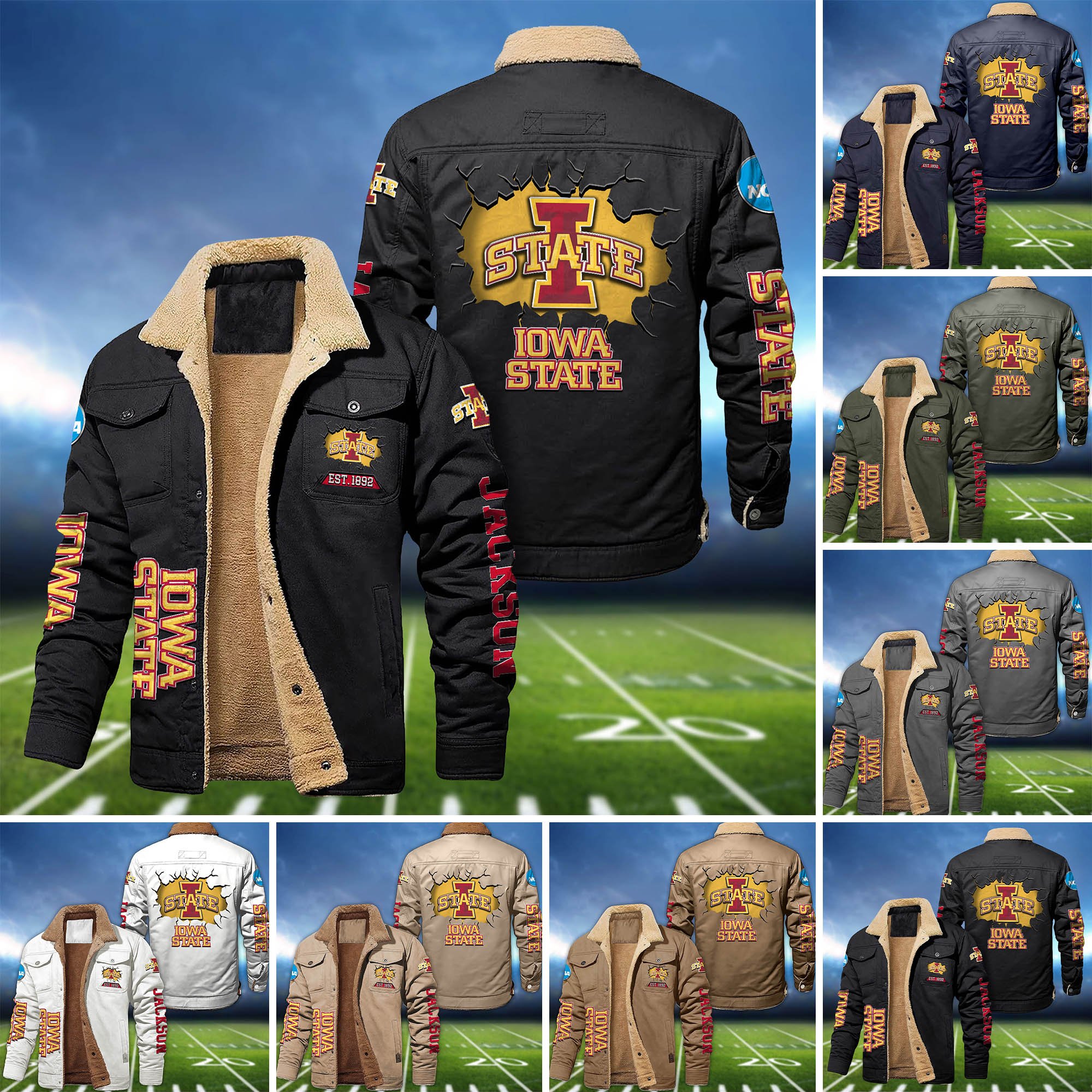 Iowa State Cyclones Fleece Bomber Jacket 2024 Version Personalized Your Name, Sport Jacket For Fan ETHY-62916
