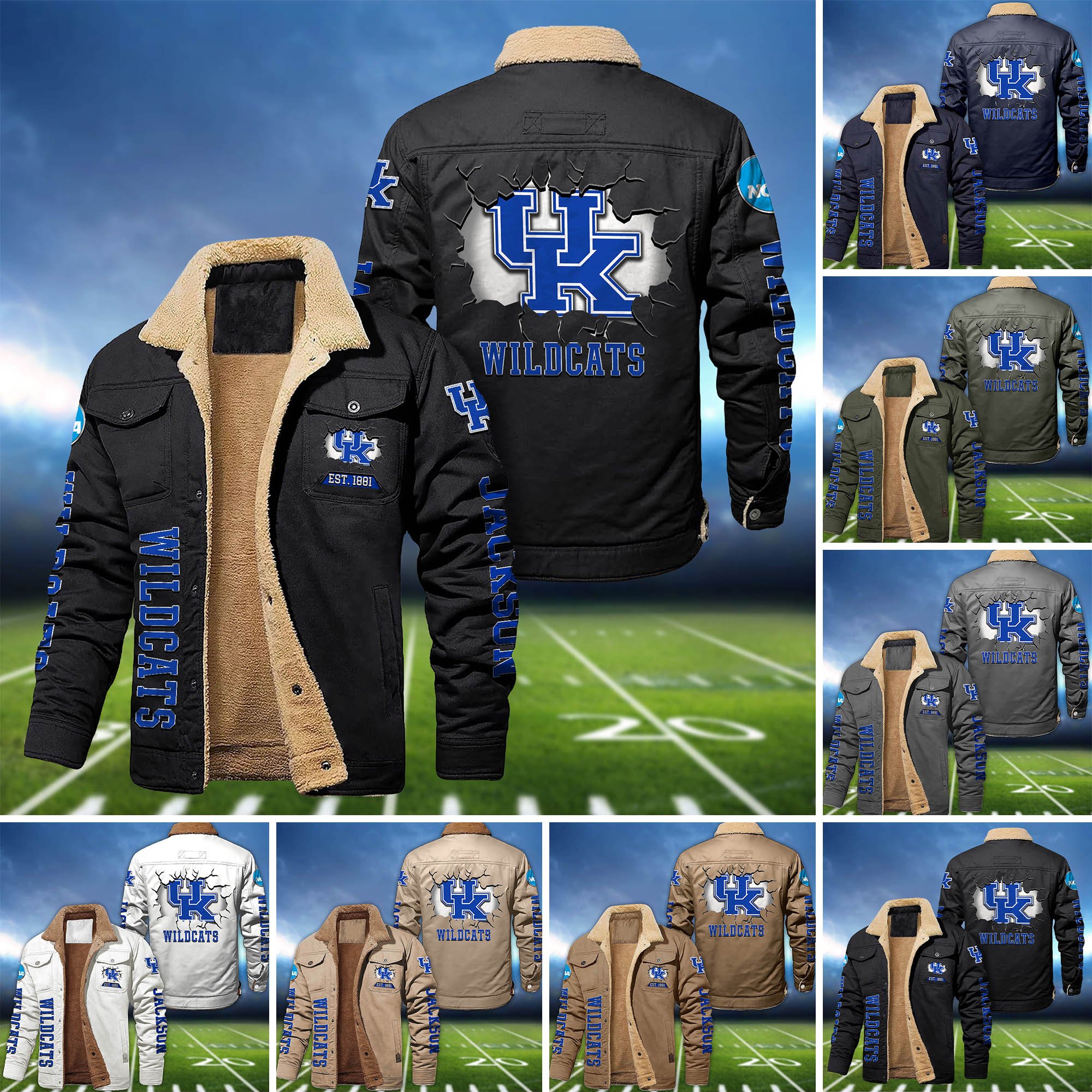 Kentucky Wildcats Fleece Bomber Jacket 2024 Version Personalized Your Name, Sport Jacket For Fan ETHY-62916