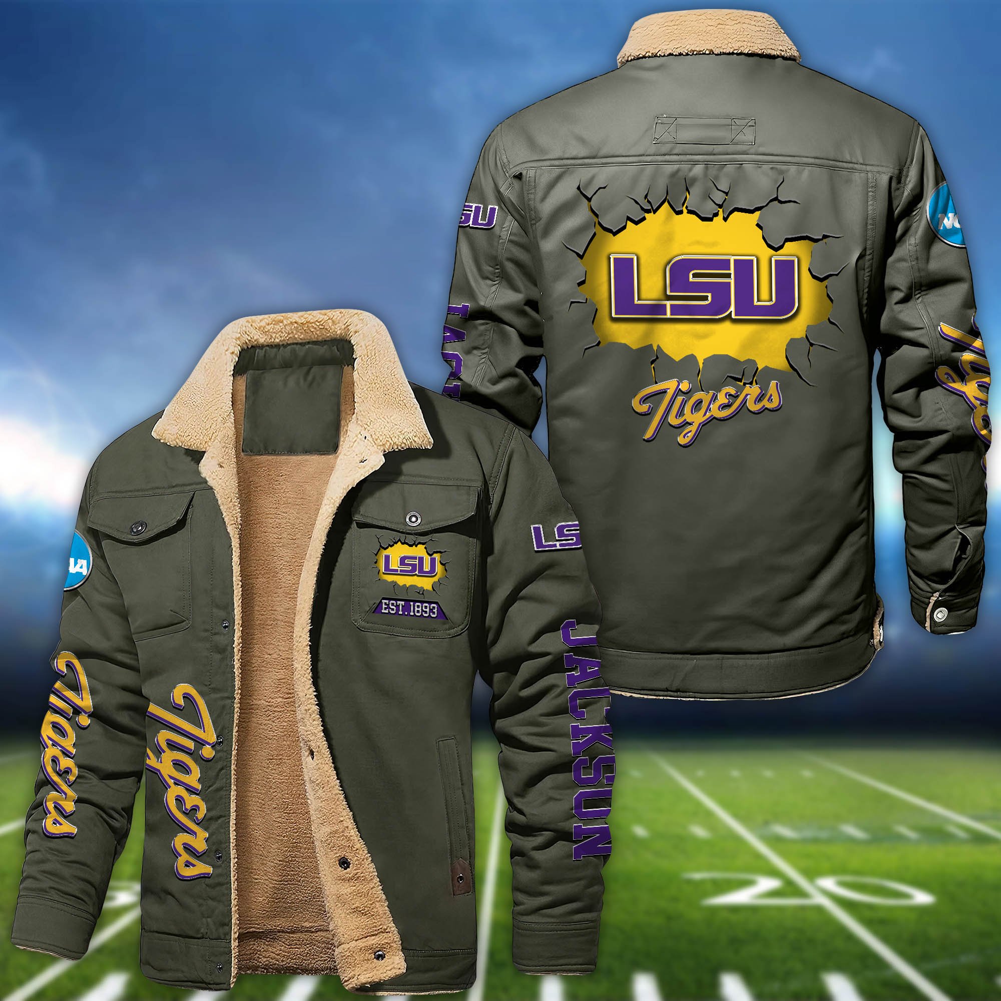 Alternative view of LSU TIGERS Fleece Bomber Jacket 2024 Version Personalized Your Name, Sport Jacket For Fan ETHY-62916