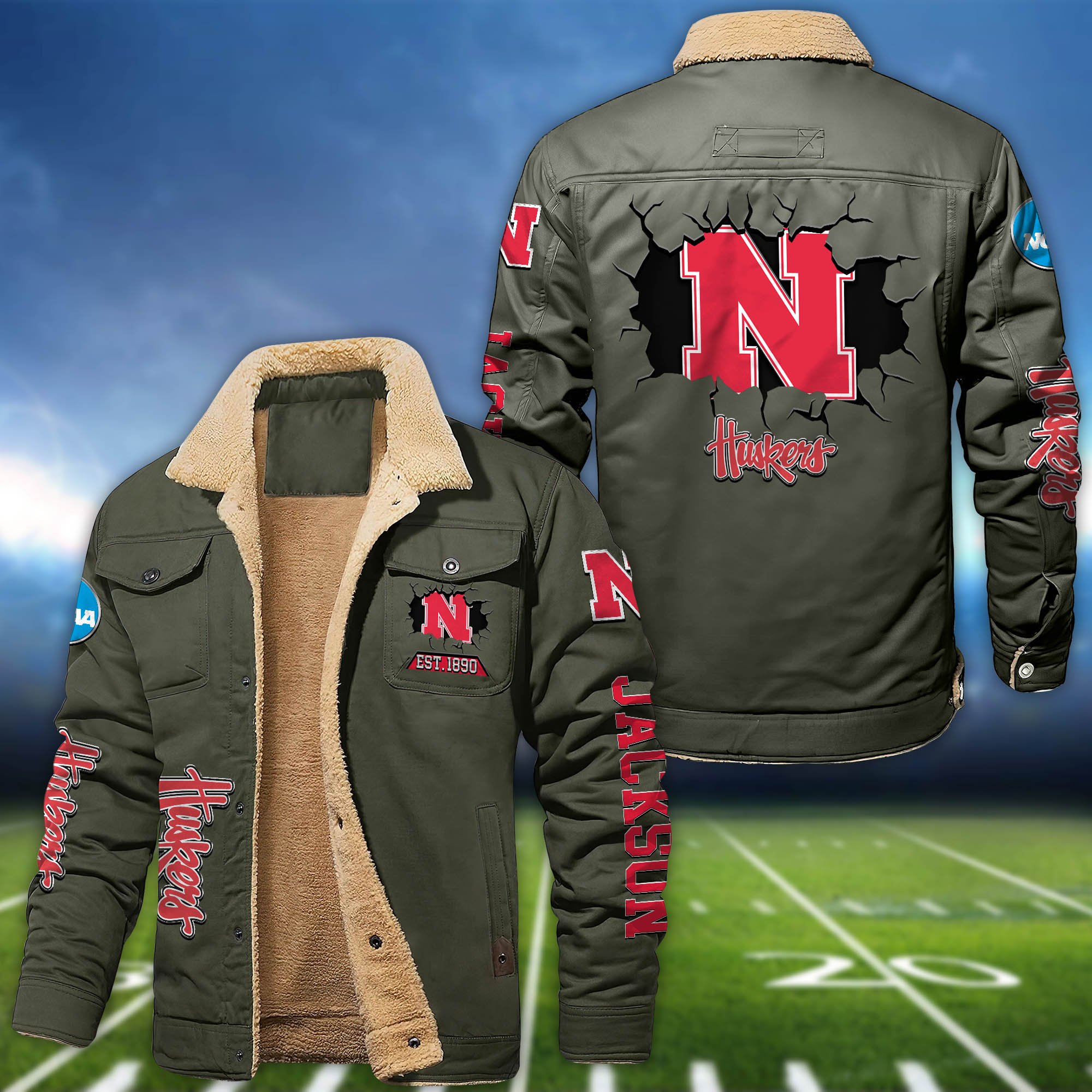 Alternative view of Nebraska Cornhuskers Fleece Bomber Jacket 2024 Version Personalized Your Name, Sport Jacket For Fan ETHY-62916