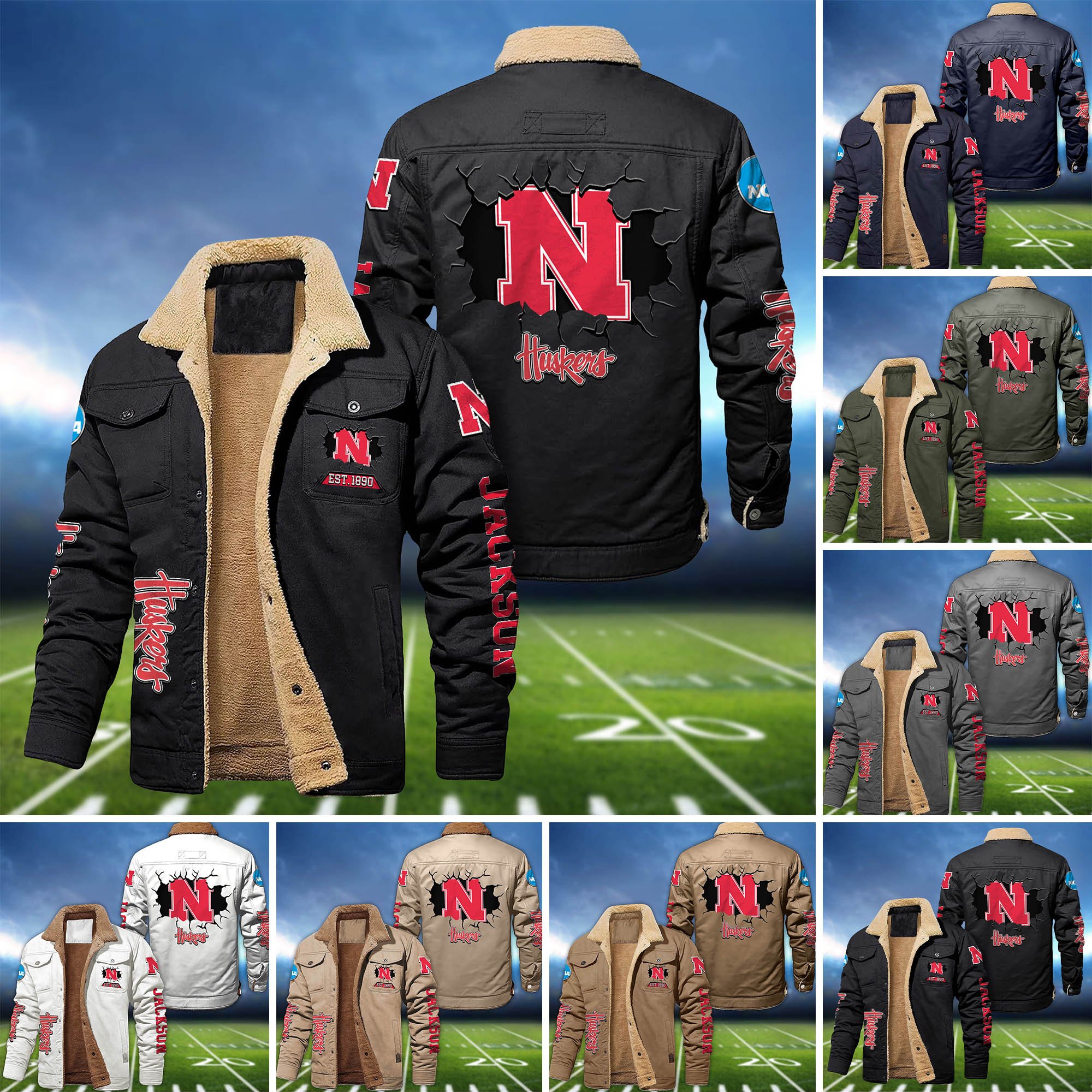Nebraska Cornhuskers Fleece Bomber Jacket 2024 Version Personalized Your Name, Sport Jacket For Fan ETHY-62916