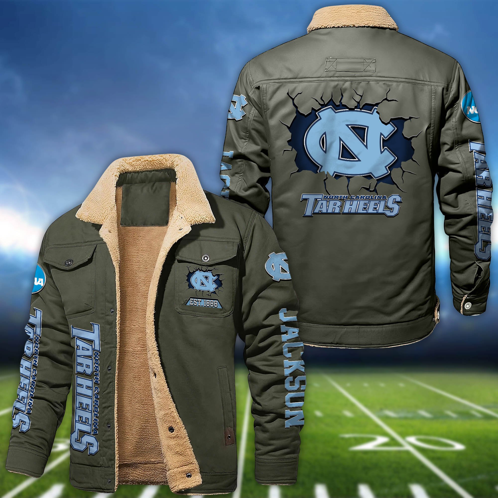 Alternative view of North Carolina Tar Heels Fleece Bomber Jacket 2024 Version Personalized Your Name, Sport Jacket For Fan ETHY-62916