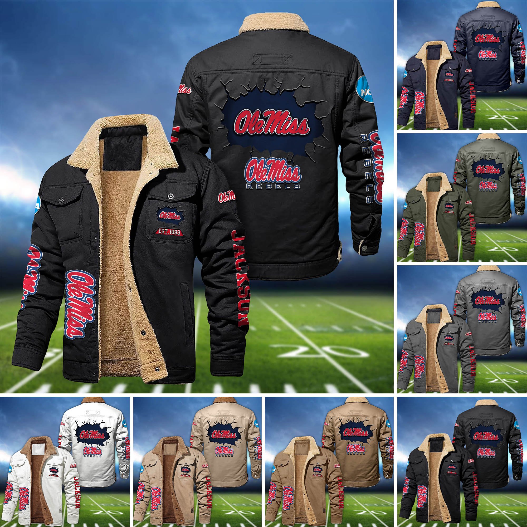 Ole Miss Rebels Fleece Bomber Jacket 2024 Version Personalized Your Name, Sport Jacket For Fan ETHY-62916