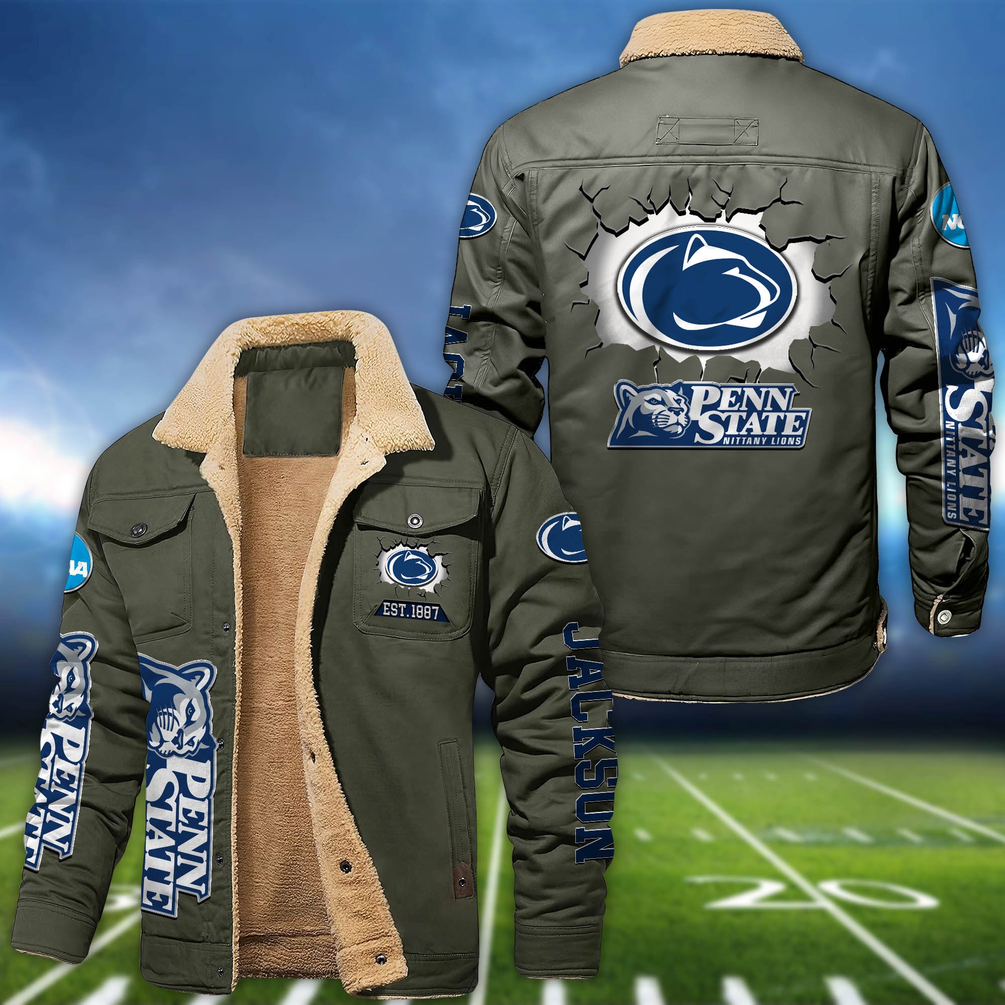 Alternative view of Penn State Nittany Lions Fleece Bomber Jacket 2024 Version Personalized Your Name, Sport Jacket For Fan ETHY-62916