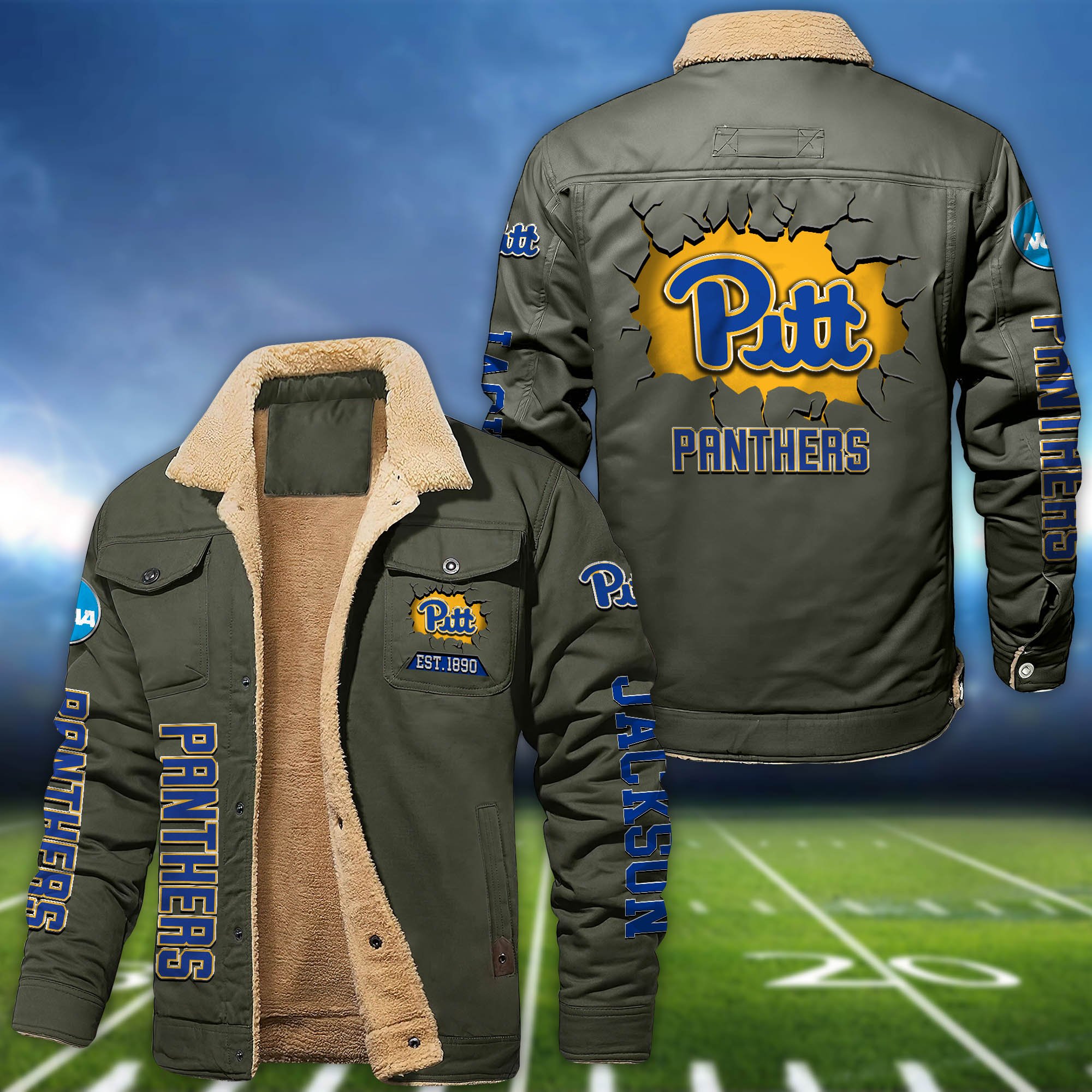 Alternative view of Pittsburgh Panthers Fleece Bomber Jacket 2024 Version Personalized Your Name, Sport Jacket For Fan ETHY-62916