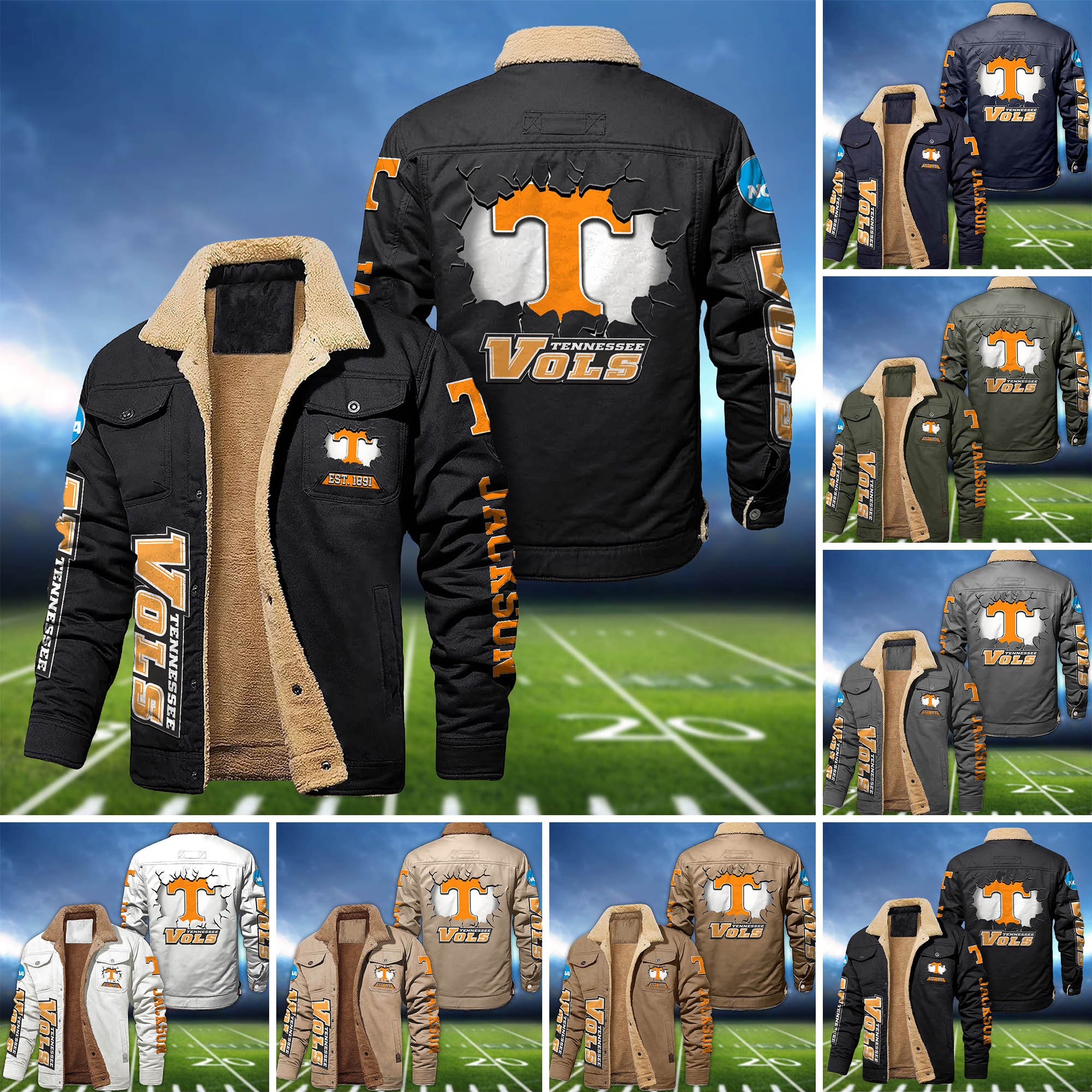 Tennessee Volunteers Fleece Bomber Jacket 2024 Version Personalized Your Name, Sport Jacket For Fan ETHY-62916