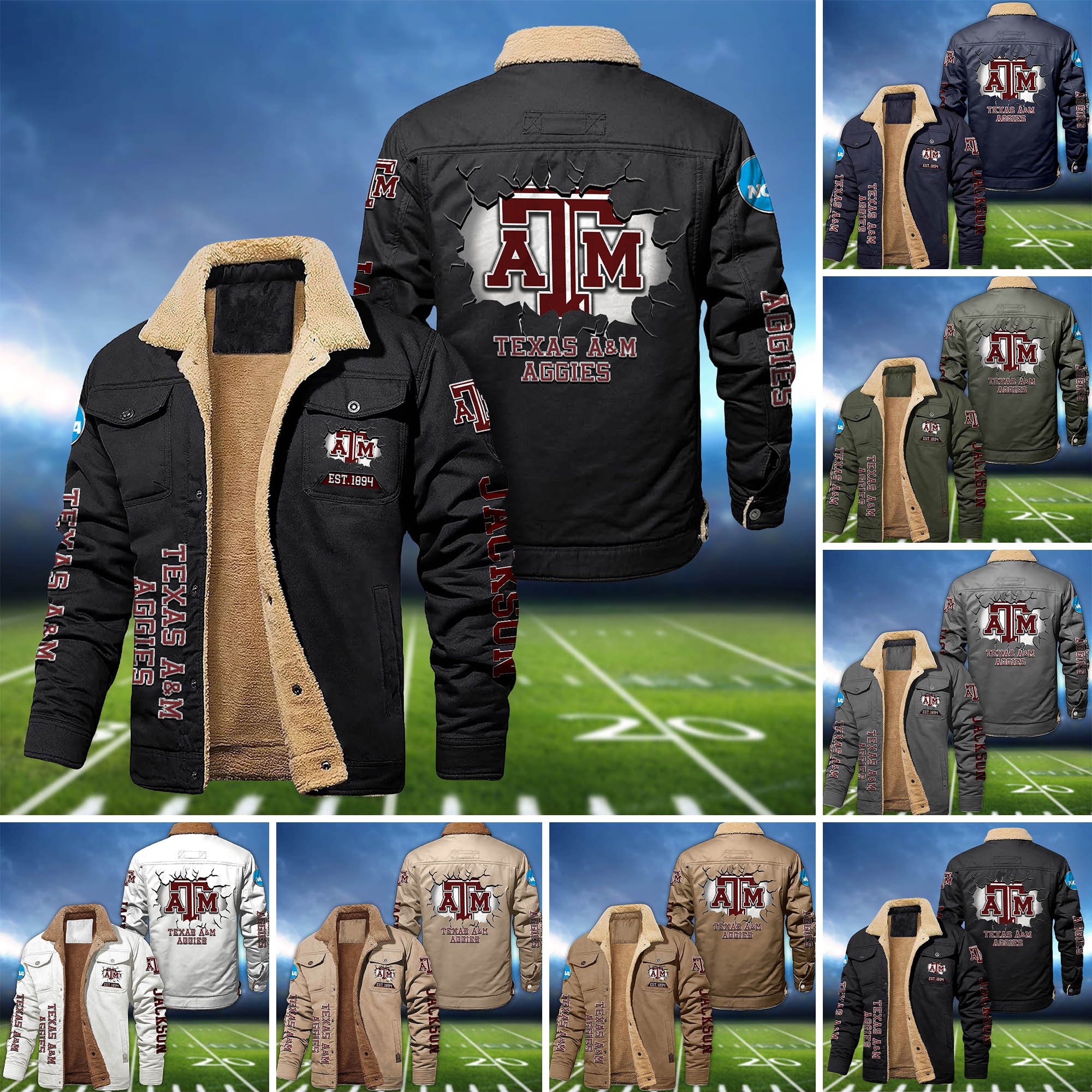 Texas A&M Aggies Fleece Bomber Jacket 2024 Version Personalized Your Name, Sport Jacket For Fan ETHY-62916