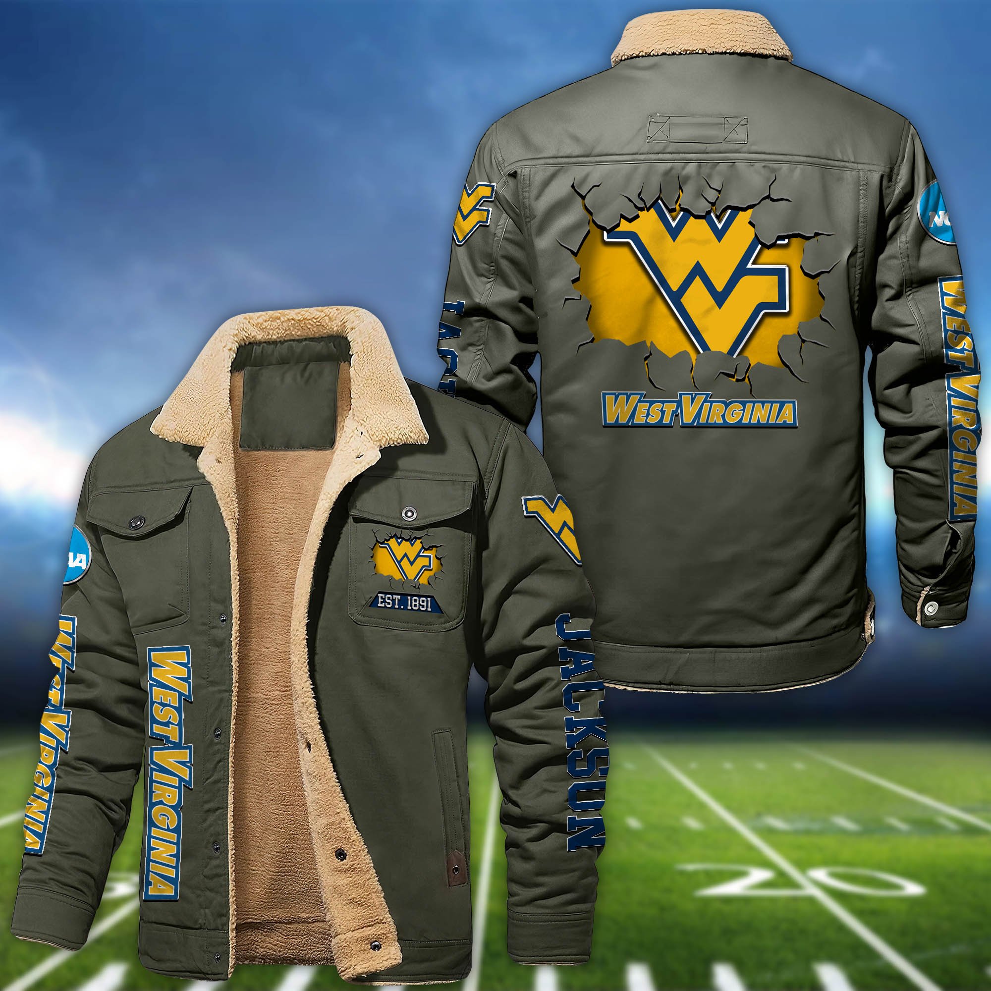 Alternative view of West Virginia Mountaineers Fleece Bomber Jacket 2024 Version Personalized Your Name, Sport Jacket For Fan ETHY-62916