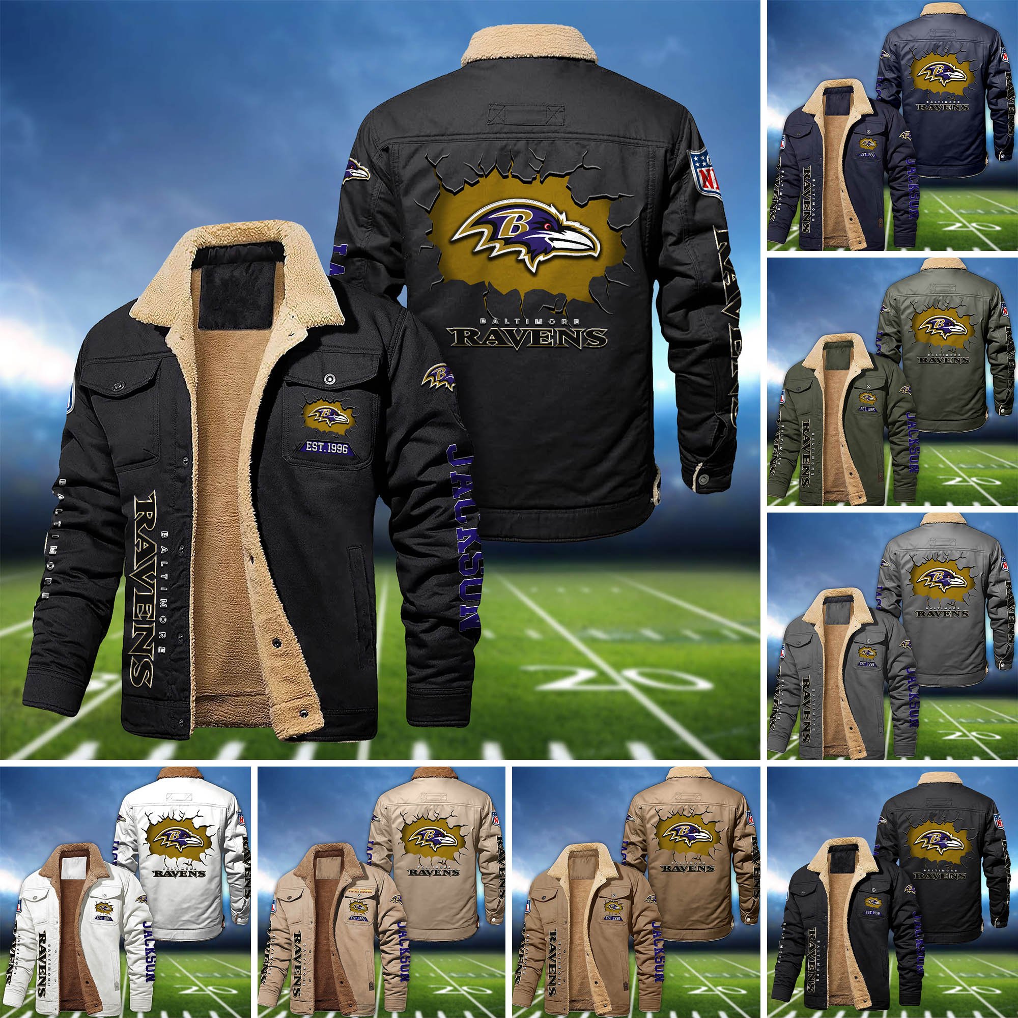 Baltimore Ravens Fleece Bomber Jacket 2024 Version Personalized Your Name, Sport Jacket For Fan ETHY-62916